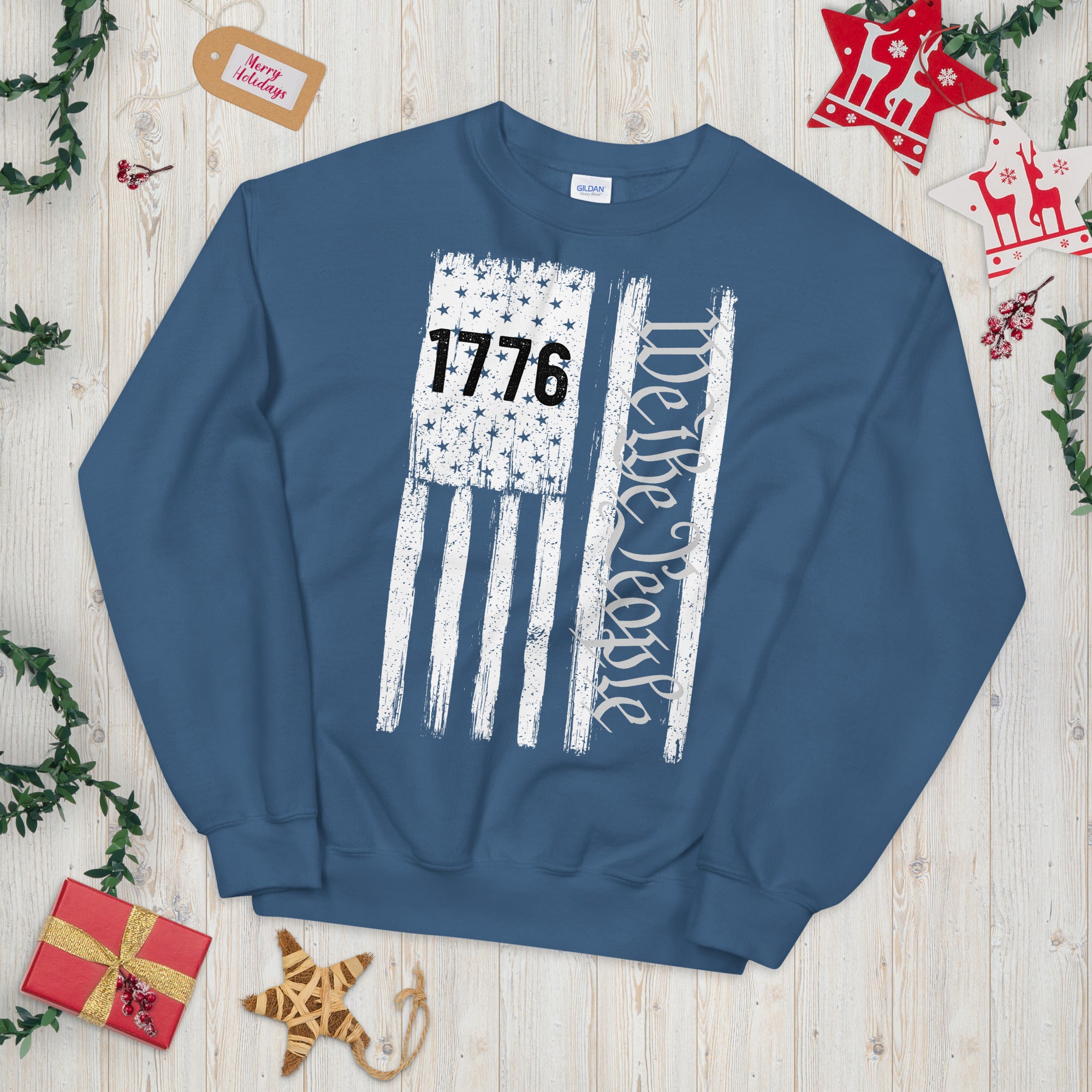 1776 Nosotros el suéter del pueblo, bandera patriótica de EE. UU., camisa vintage de la bandera de EE. UU., Día de la Independencia, suéter de 1776, regalo patriótico de nosotros el pueblo