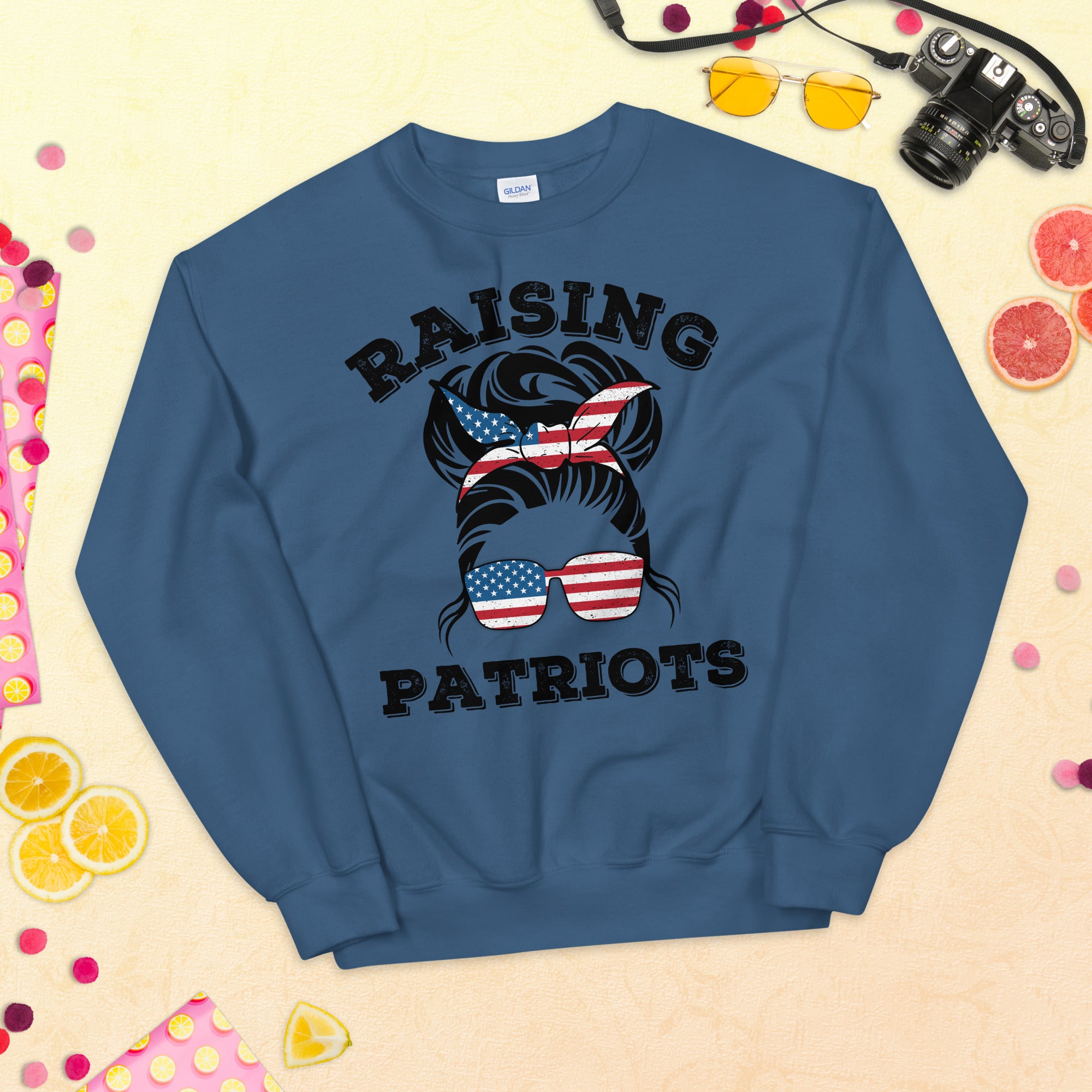 Raising Patriots Sweater, American Mom, Patriotic Mom Shirt, Conservative Mom Sweatshirt, Republican Mom Shirt, USA Messy Bun Mom Shirt - Madeinsea©