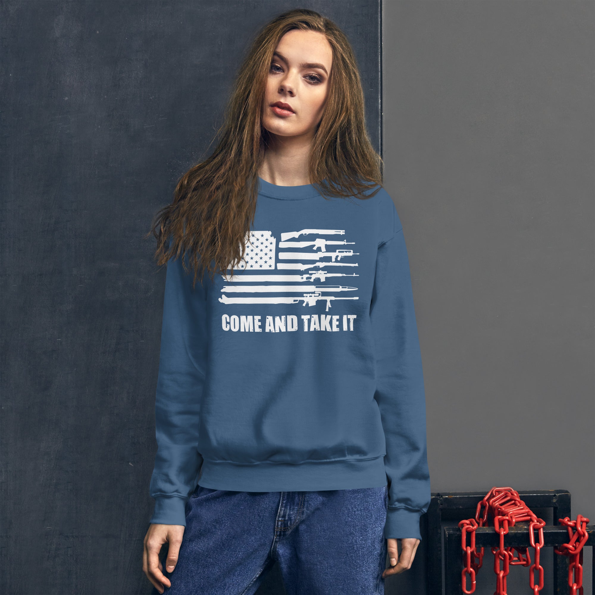 USA Gun Flag Sweater, Come and Take It Sweatshirt, Patriotic Women Shirt, 2nd Amendment Sweatshirt, Pro Guns Shirt, American Patriot Gifts - Madeinsea©