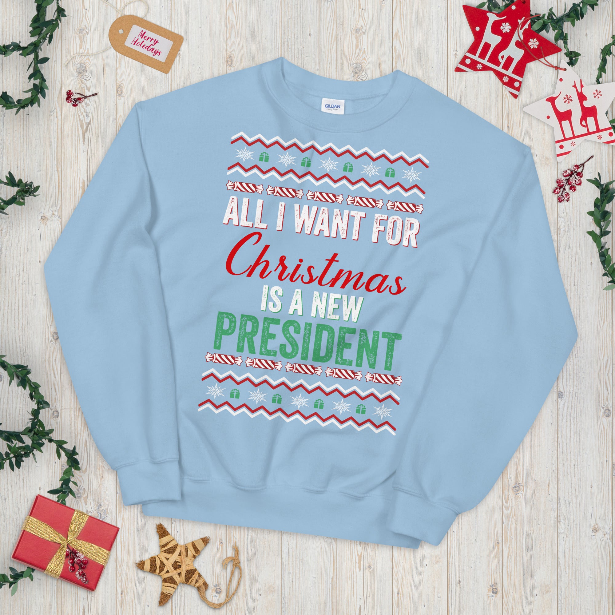 All I Want For Christmas Is A New President, FJB Christmas Sweatshirt, Anti Biden Christmas Sweatshirt, Conservative Sweatshirt, FJB Sweater - Madeinsea©