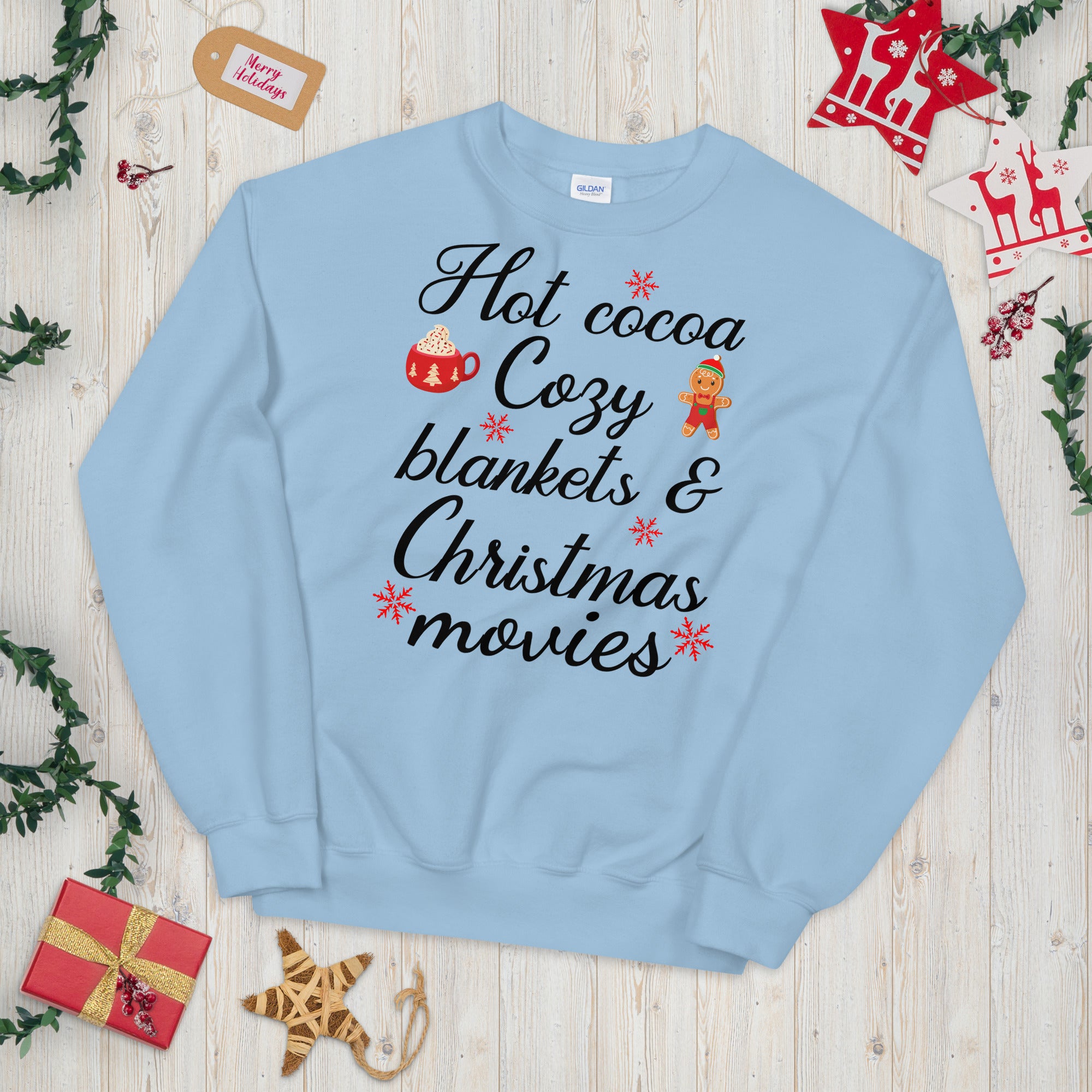 Christmas Sweatshirt, Hot Cocoa Cozy Blankets Christmas Movies, Winter Sweatshirt, Holiday Sweatshirt, Cocoa Sweatshirt, Xmas Cozy Sweater - Madeinsea©