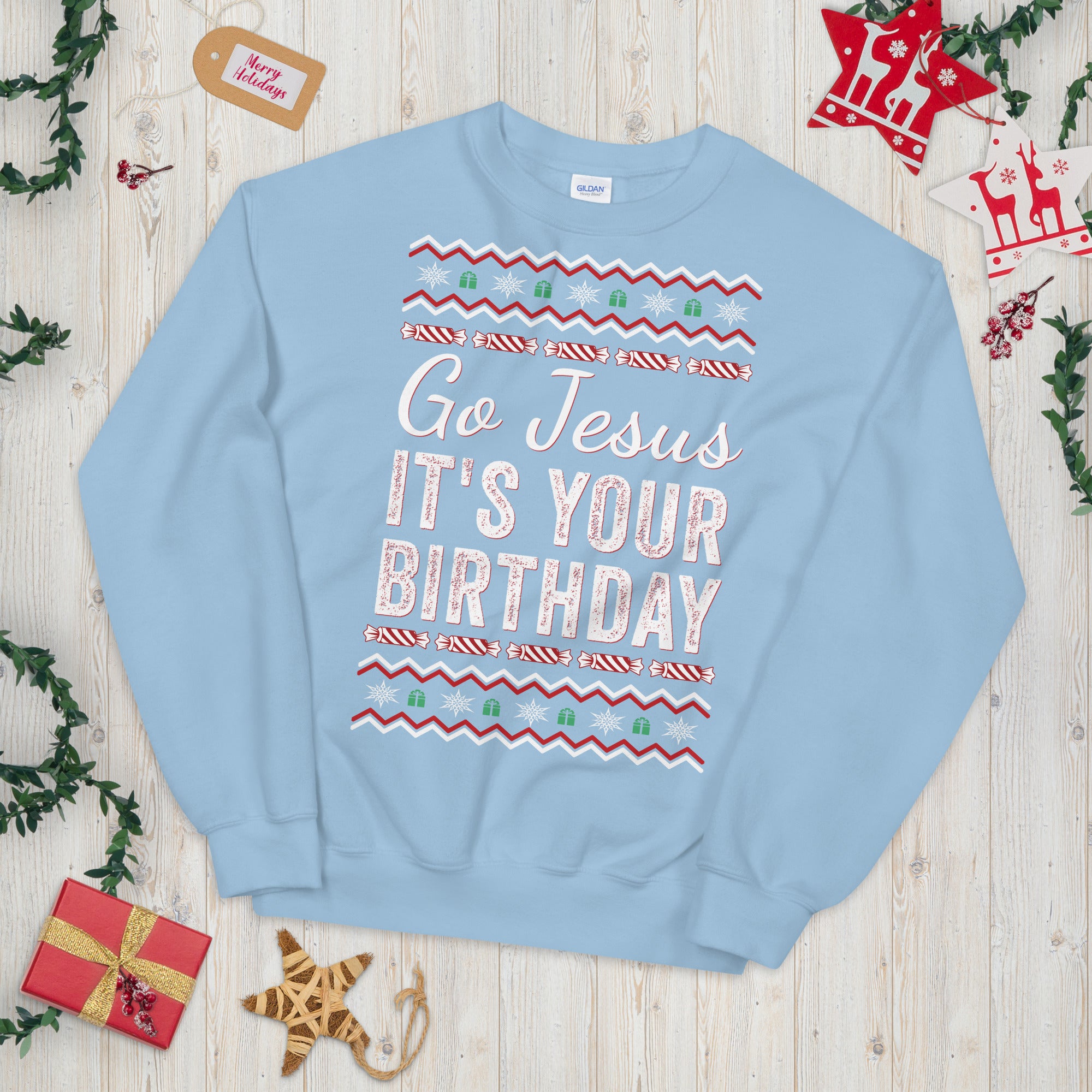 Go Jesus Es tu sudadera navideña de cumpleaños, Go Jesus sudadera, suéter de cumpleaños de Jesús, sudadera navideña, suéter feo de Navidad