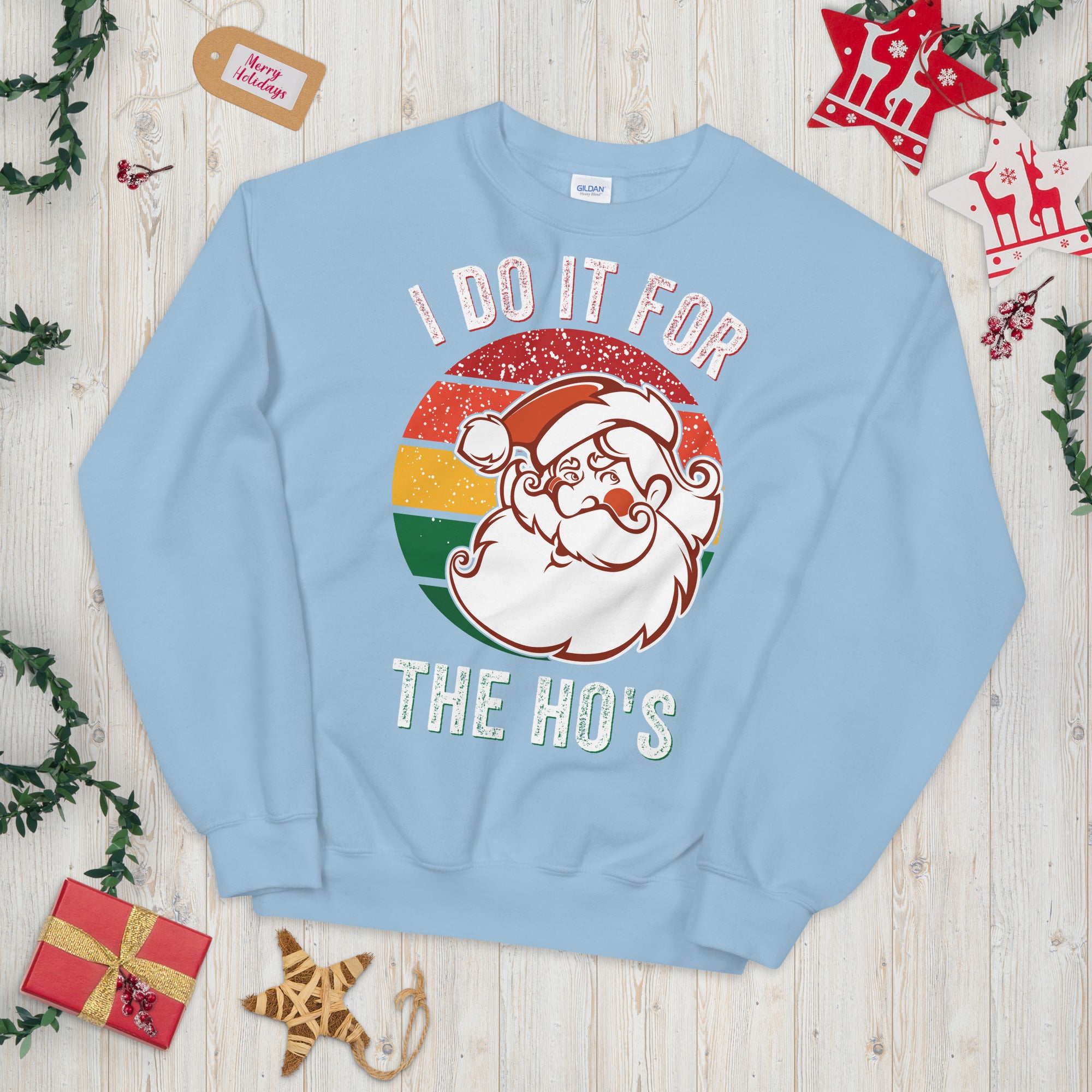 I Do It For The Hos Sweatshirt, Rude Christmas Sweater, Santa Face Shirt, Santa Face Sweatshirt, Rude Xmas Sweatshirt, Offensive Xmas Gifts - Madeinsea©