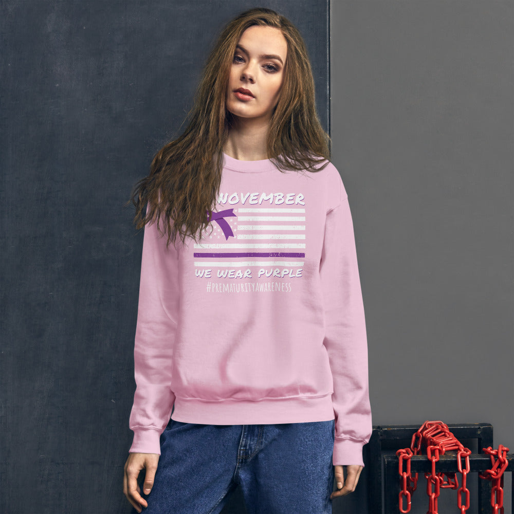 Sweat-shirt avec ruban de sensibilisation à la prématurité, en novembre, nous portons un sweat-shirt violet, chemise de prématurité, prématurité mondiale, sweat-shirt du personnel de l'USIN