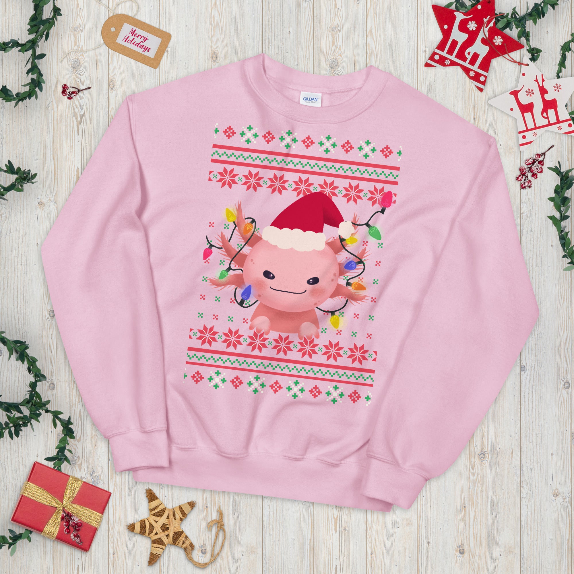 Axolotl Christmas Sweatshirt, Axolotl Ugly Christmas Sweatshirt, Santa Axolotl Sweatshirt, Axolotl Ugly Sweatshirt, Axolotl Xmas Gift - Madeinsea©