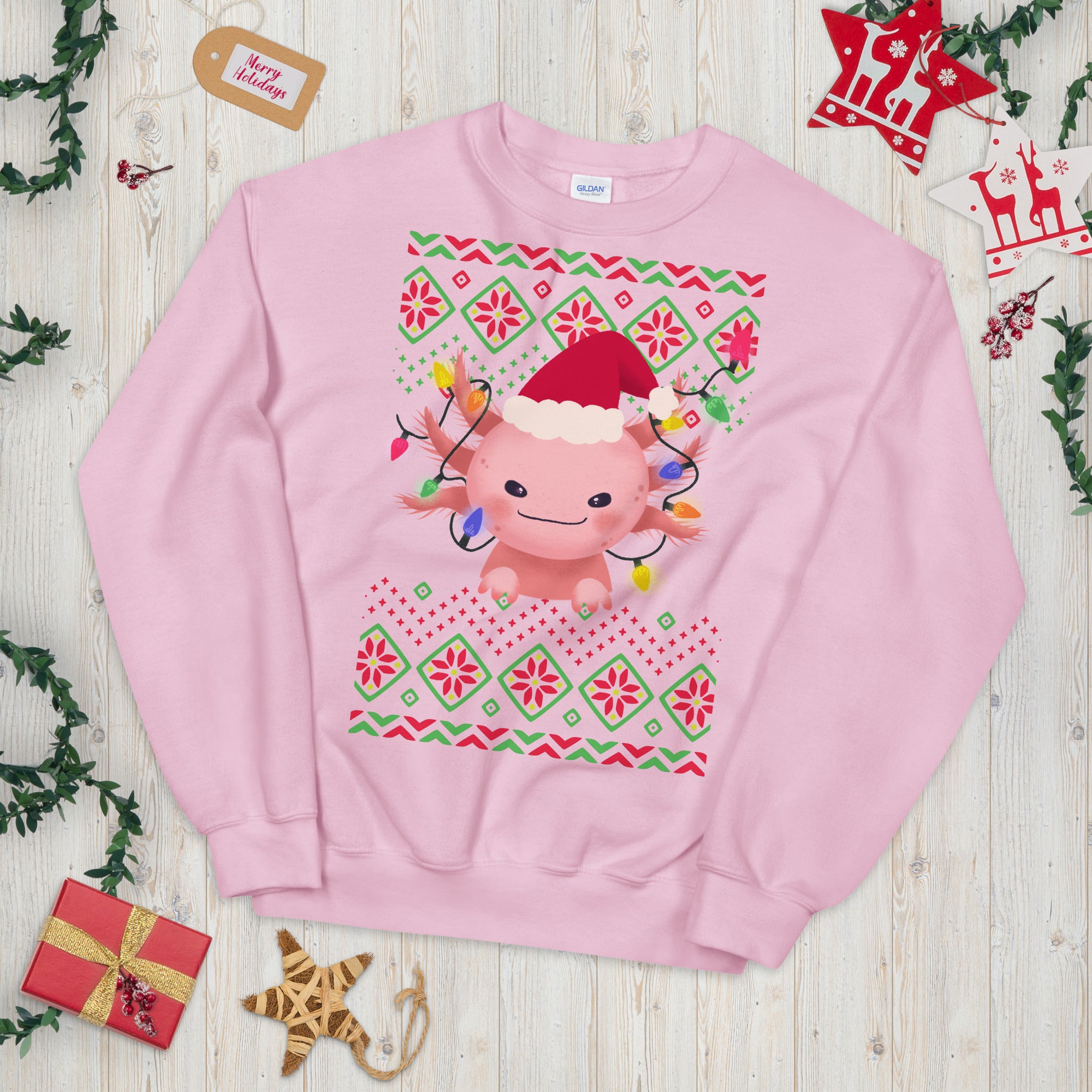 Axolotl Christmas Sweatshirt, Axolotl Ugly Christmas Sweatshirt, Santa Axolotl Sweatshirt, Axolotl Ugly Sweatshirt, Axolotl Xmas Gift - Madeinsea©