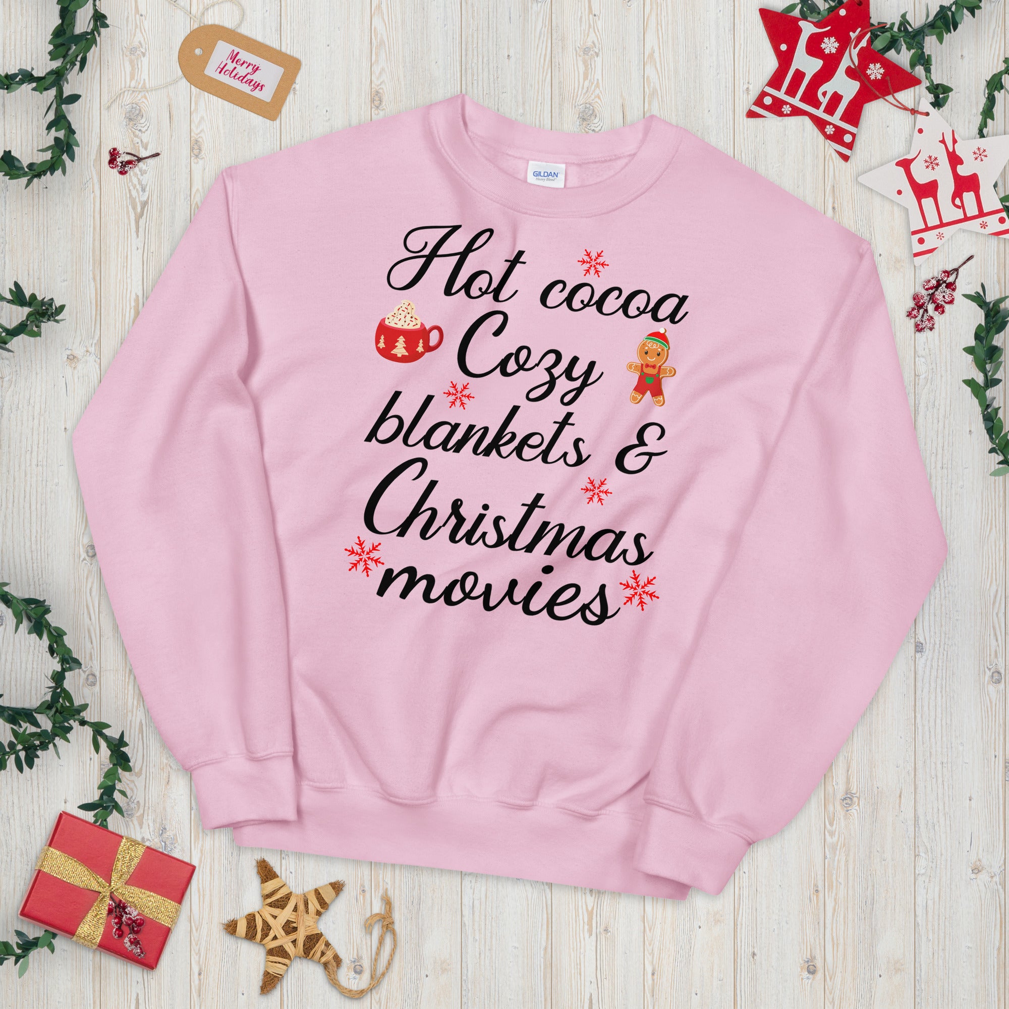 Christmas Sweatshirt, Hot Cocoa Cozy Blankets Christmas Movies, Winter Sweatshirt, Holiday Sweatshirt, Cocoa Sweatshirt, Xmas Cozy Sweater - Madeinsea©