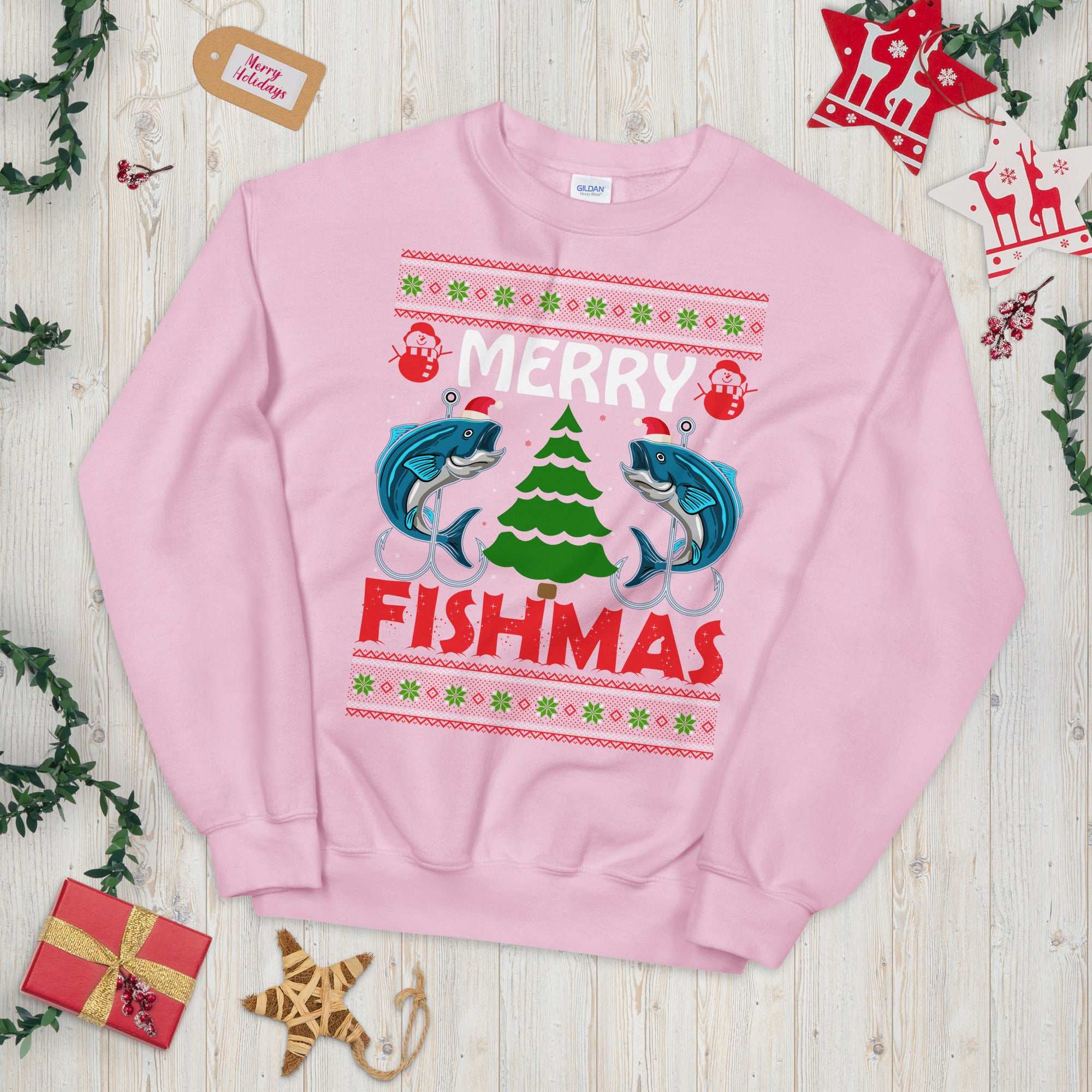 Merry Fishmas Ugly Christmas Sweater, Ugly Christmas Fishing Shirts, Fisherman Xmas Gift, Fishing Christmas Sweatshirt, Holiday Fishing Gift - Madeinsea©