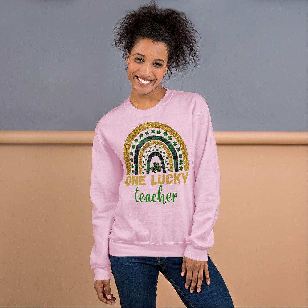 One Lucky Teacher Rainbow Sweater, St Patricks Day Teacher shirt, Irish Teacher shirt, Lucky Shamrock Teacher Sweatshirt, Teacher Gifts - Madeinsea©