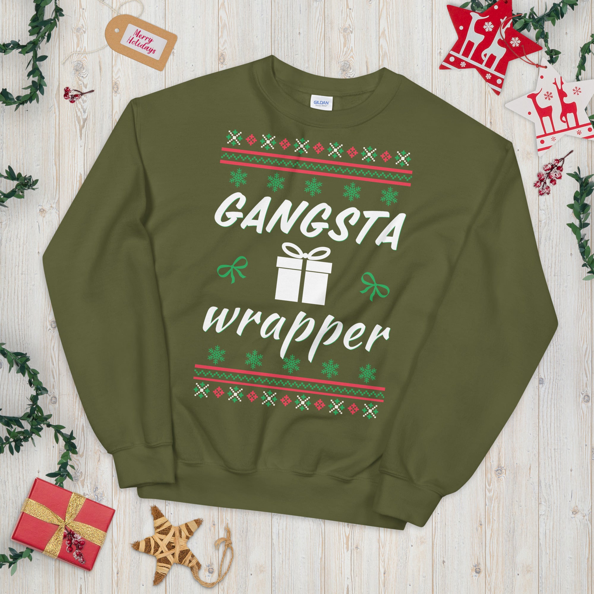 Gangsta Wrapper Sweatshirt, Christmas Gift, Cute Christmas Sweater, Christmas Ugly Sweater, Couple Christmas Sweaters, Funny Christmas Gifts - Madeinsea©