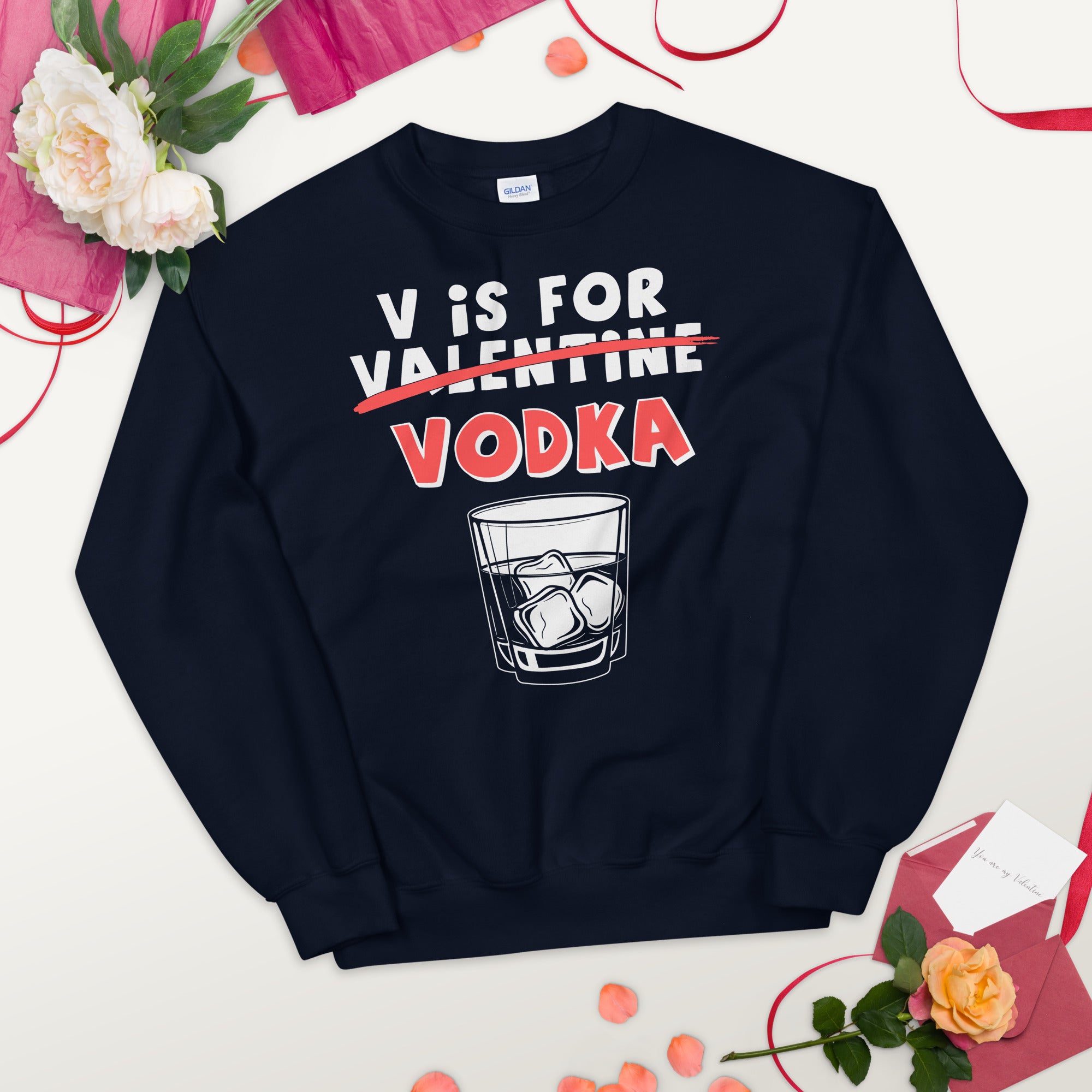 V Is For Vodka Sweater, Vodka Lover Shirt, Funny Valentine&#39;s Day Sweatshirt, Funny Valentine Sweater, Gifts For Him, Valentines Day Sweater