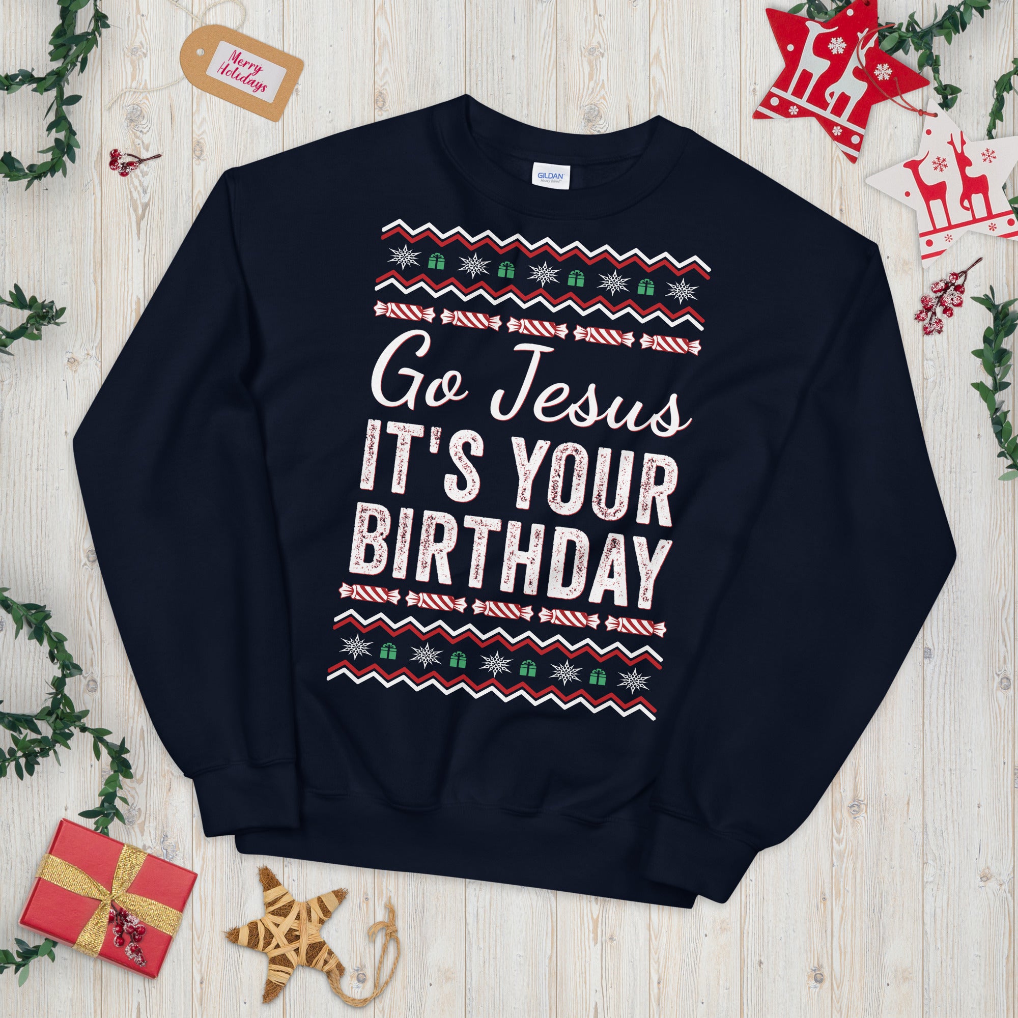 Go Jesus Es tu sudadera navideña de cumpleaños, Go Jesus sudadera, suéter de cumpleaños de Jesús, sudadera navideña, suéter feo de Navidad