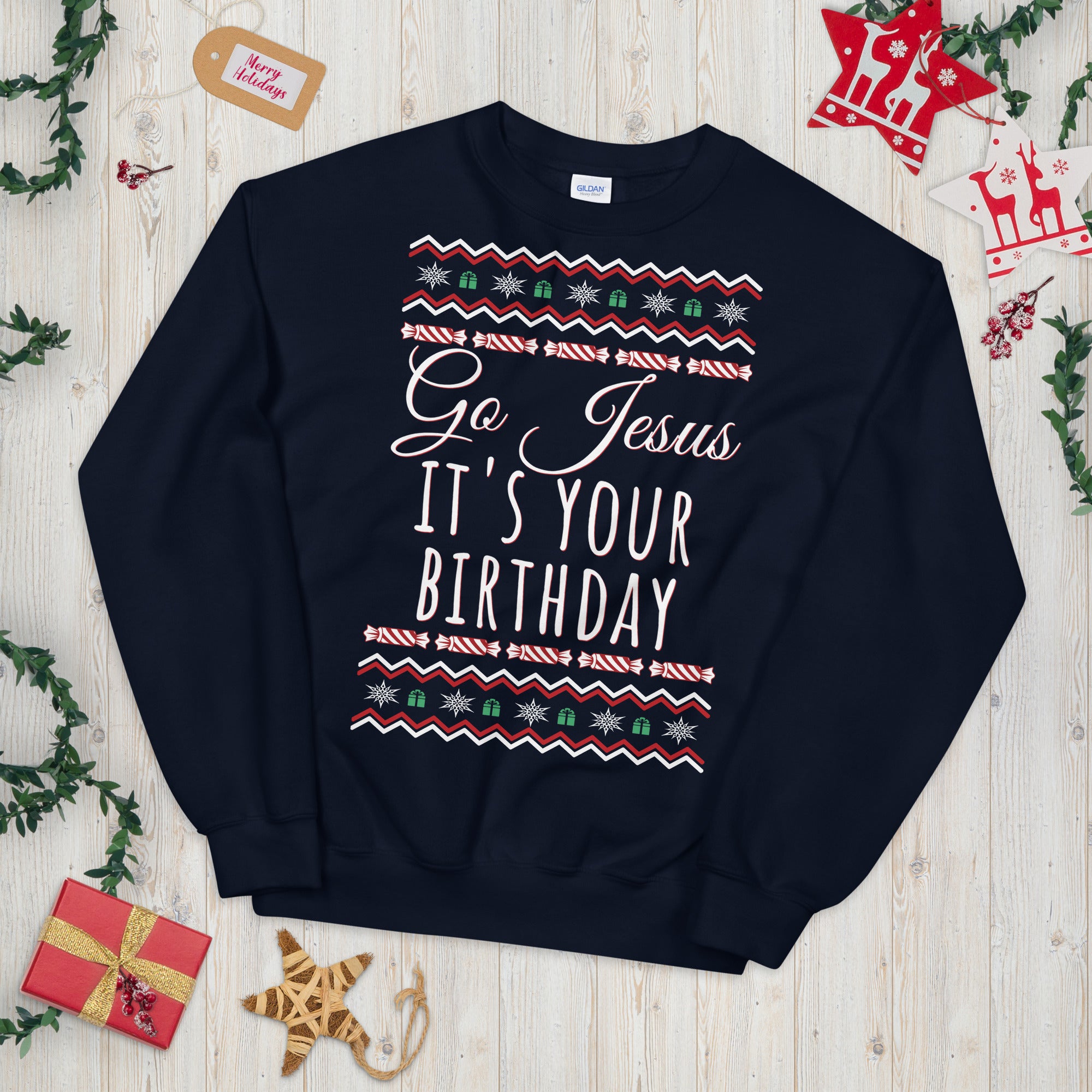 Go Jesus It&#39;s Your Birthday Christmas Sweatshirt, Go Jesus Sweatshirt, Jesus Birthday Sweater, Holiday Sweatshirt, Ugly Christmas Sweater