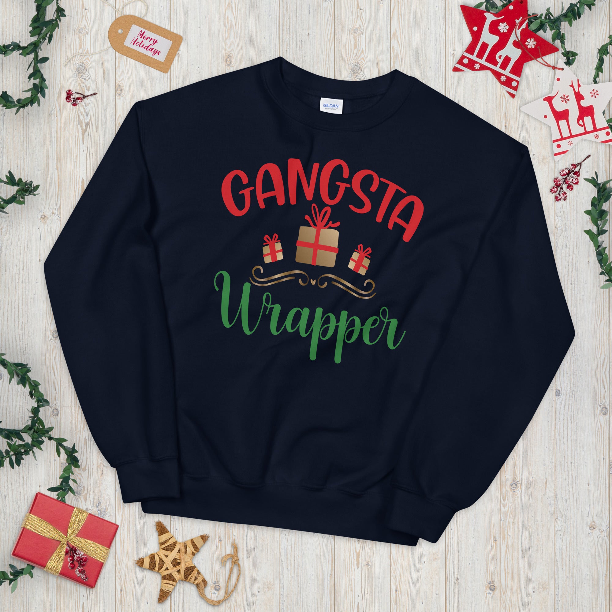 Gangsta Wrapper Sweatshirt, Christmas Gift, Cute Christmas Sweater, Christmas Sweatshirt, Xmas Ugly Sweater, Mom Christmas Sweatshirt - Madeinsea©