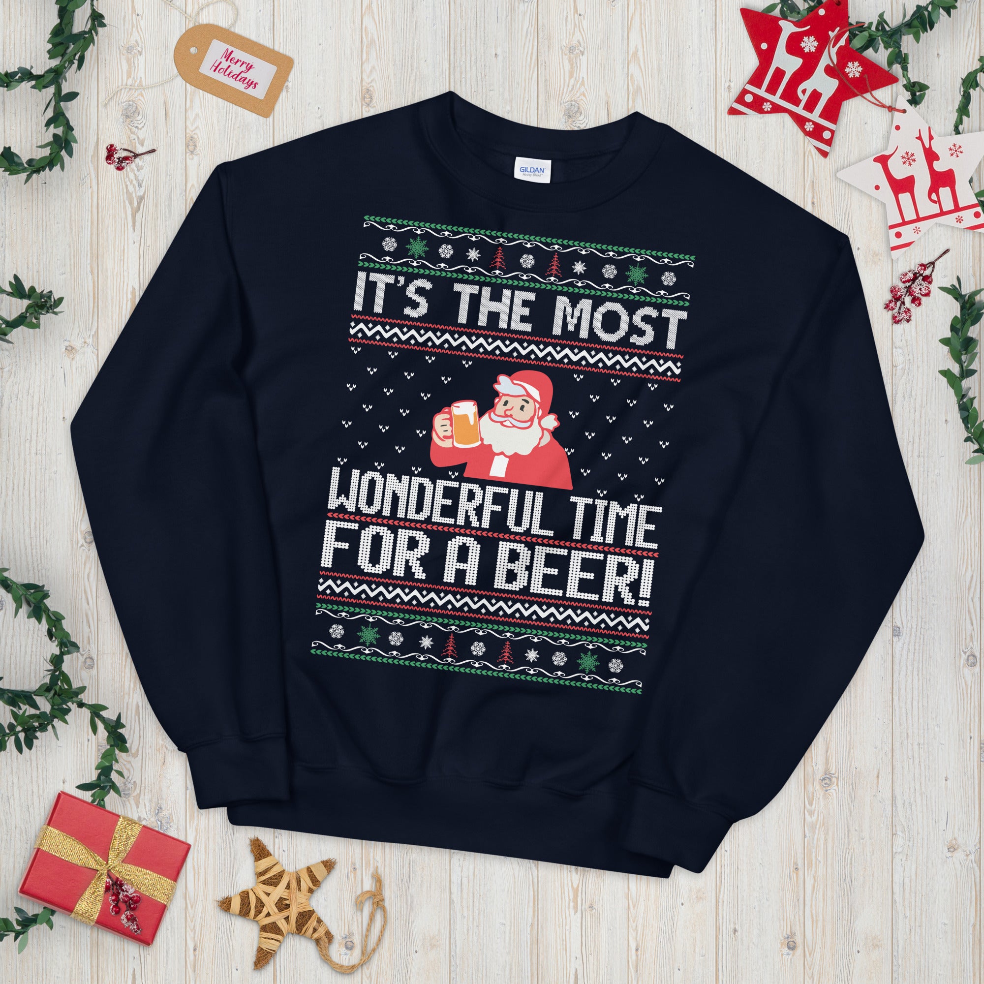 It&#39;s the Most Wonderful Time For a Beer, Funny Beer Sweatshirt, Ugly Christmas Sweater, Husband Christmas Shirt, Christmas Beer Sweater - Madeinsea©