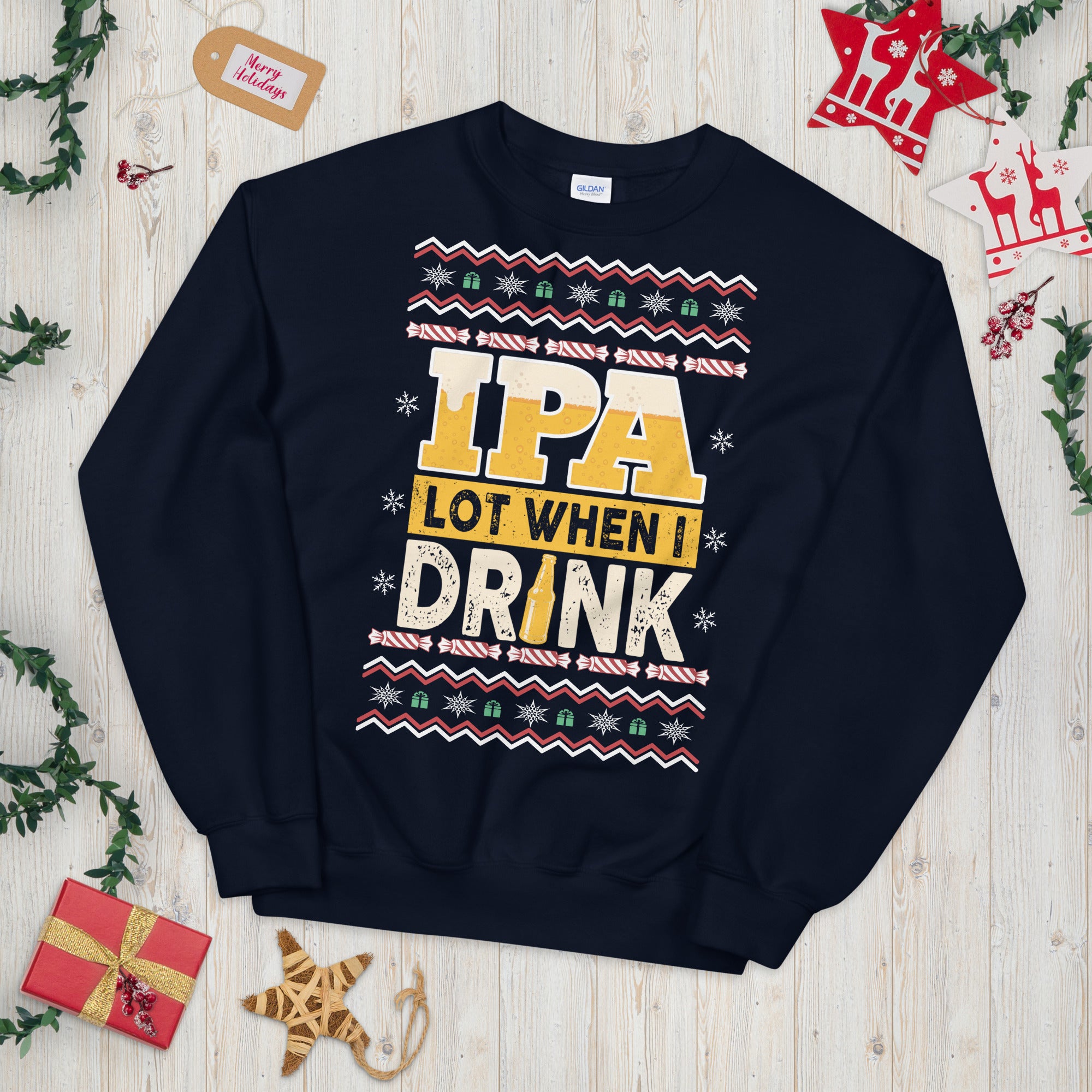 Funny Ugly Christmas Sweater For Men IPA Beer Lover Xmas Gift Craft Beer Shirt Home Brewer Sweatshirt Christmas Beer Shirt IPA Beer Sweater - Madeinsea©