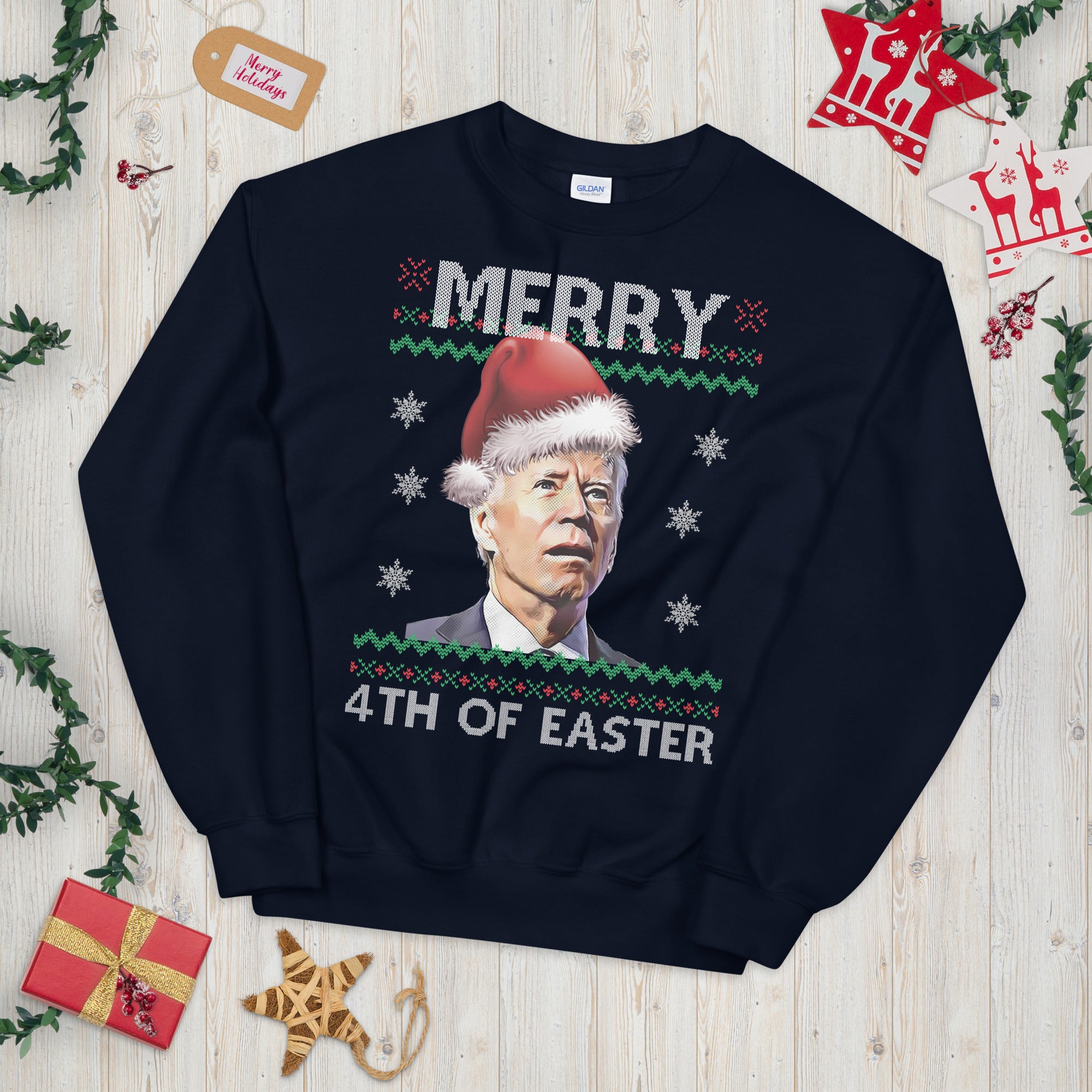Merry 4th Of Easter, Funny Biden Ugly Christmas Sweater, Merry Confused Biden Sweatshirt, FJB Christmas Gifts, Anti Joe Biden Xmas Shirt - Madeinsea©