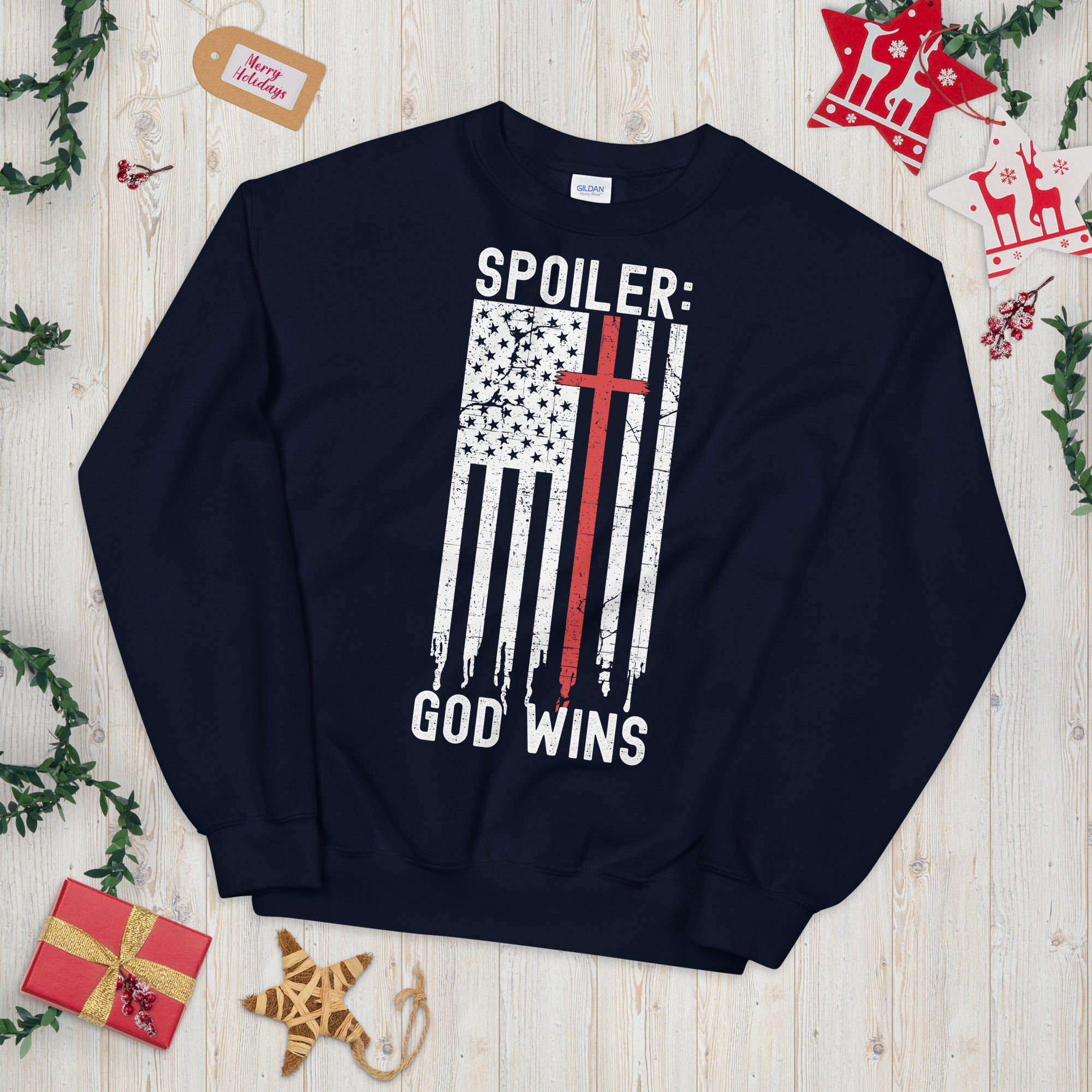 Spoiler God Wins, Funny Christian Shirt, Religious Sweater, Faith Shirt, Grace Sweatshirt, Church Sweater, Funny God Sweater, Christian Gift - Madeinsea©
