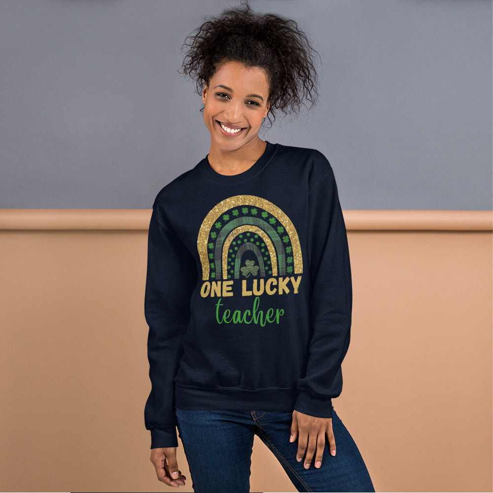 One Lucky Teacher Rainbow Sweater, St Patricks Day Teacher shirt, Irish Teacher shirt, Lucky Shamrock Teacher Sweatshirt, Teacher Gifts - Madeinsea©