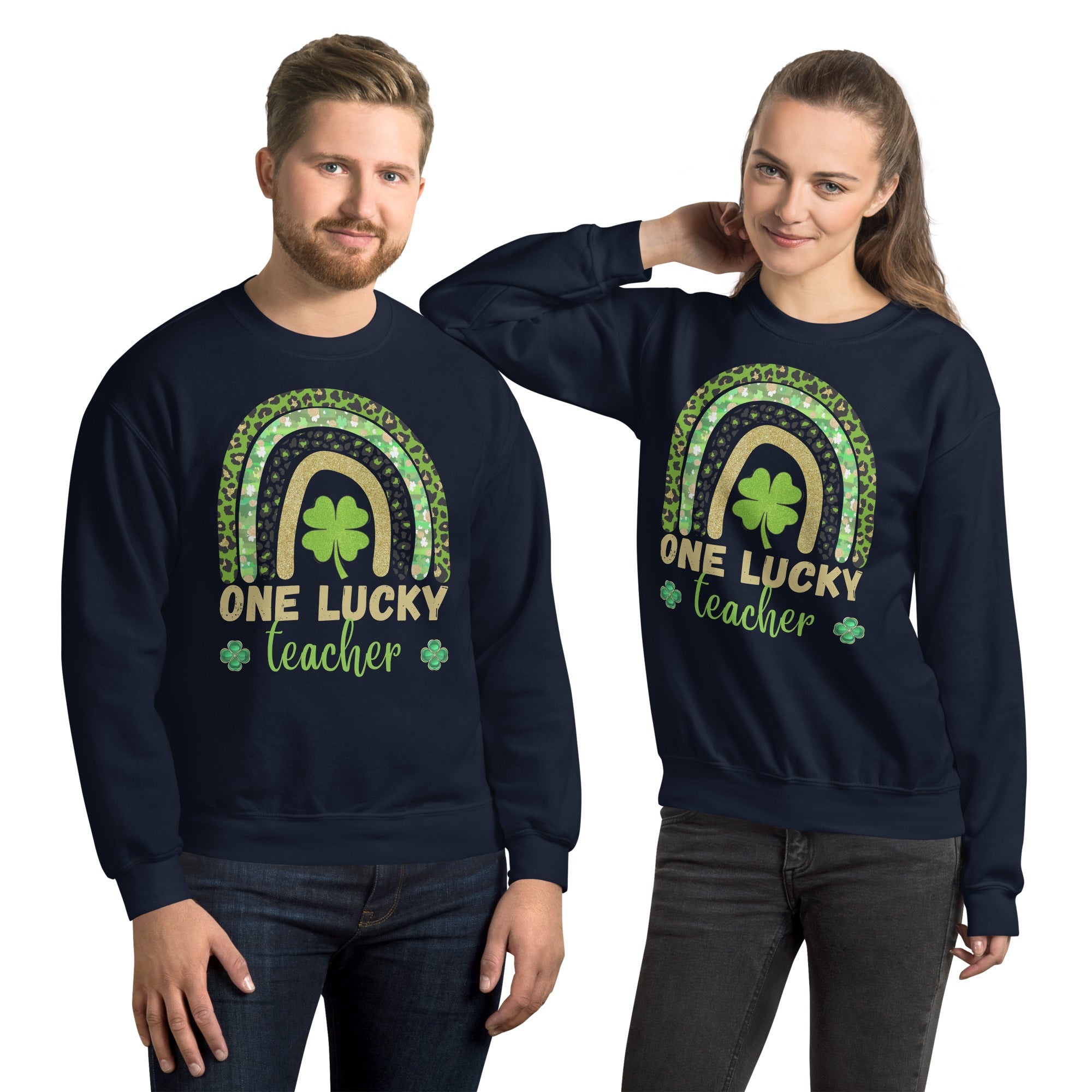 One Lucky Teacher Rainbow Sweatshirt, St Patricks Day Teacher shirt, Irish Teacher shirt, Green Shamrock Teacher Shirt, St Pattys Gifts - Madeinsea©