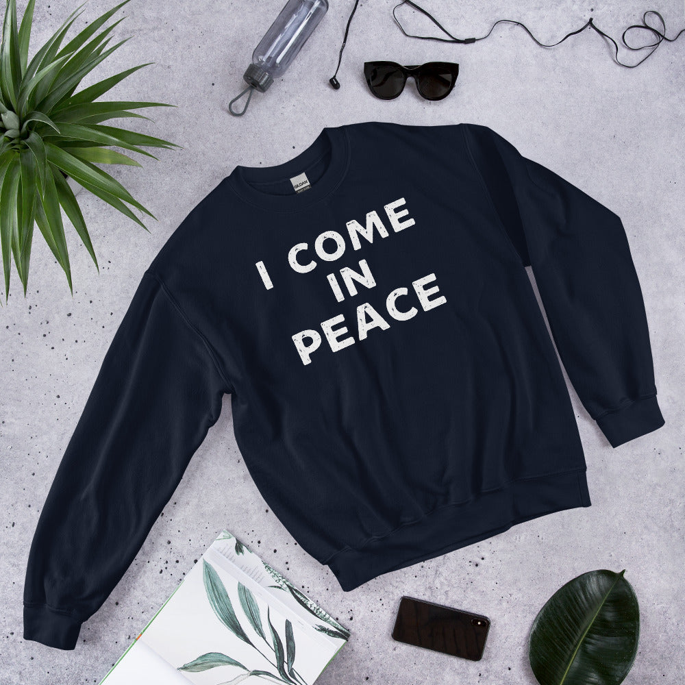 I Come In Peace Couple Sweatshirt, Im Peace Shirt, Funny Matching Sweatshirts, Halloween Couples Sweater, Matching Shirts For Halloween - Madeinsea©