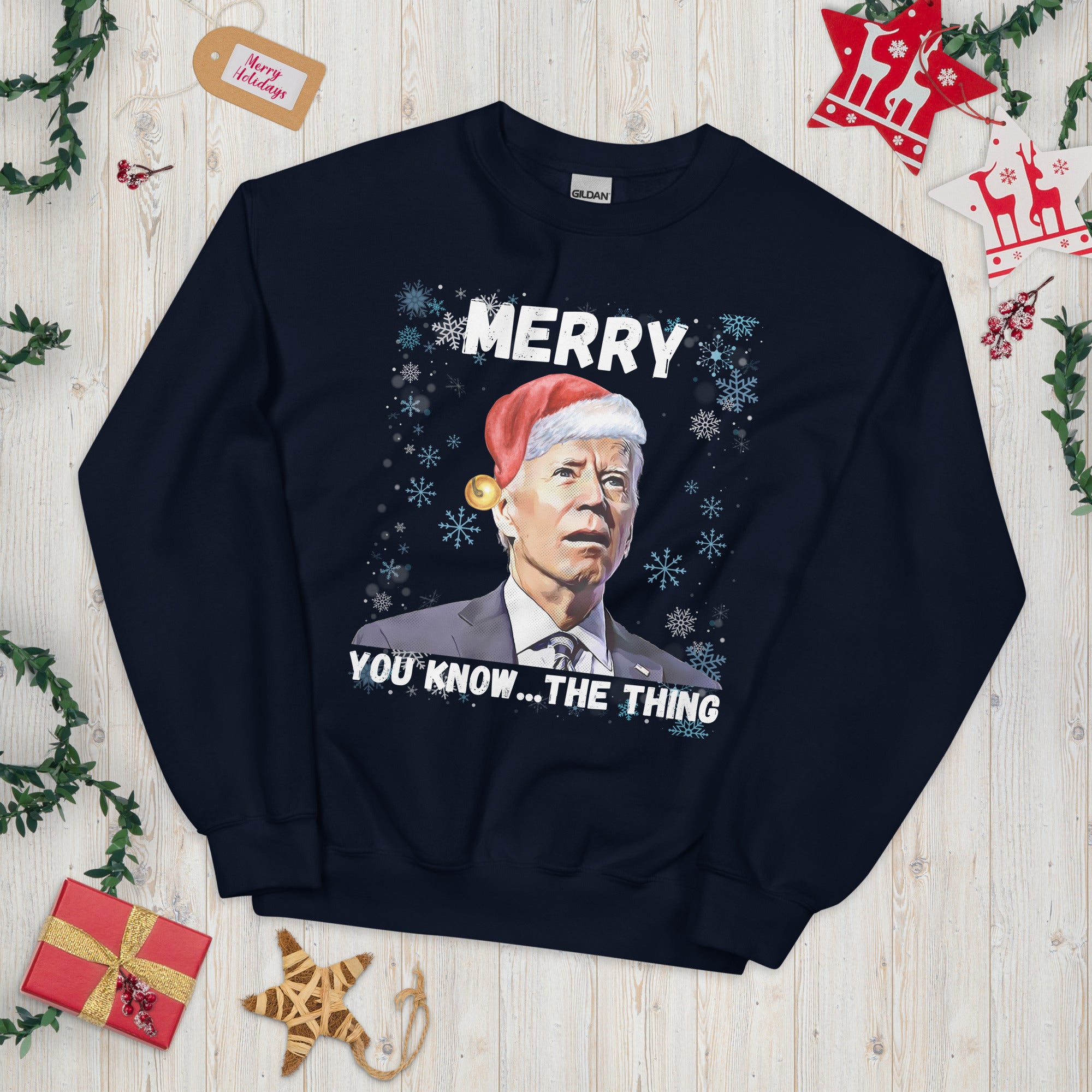 Merry You Know The Thing, Christmas Biden Sweatshirt, Funny Confused Biden Xmas Shirt, Santa Joe Biden Sweater Republican Gift, FJB Crewneck - Madeinsea©