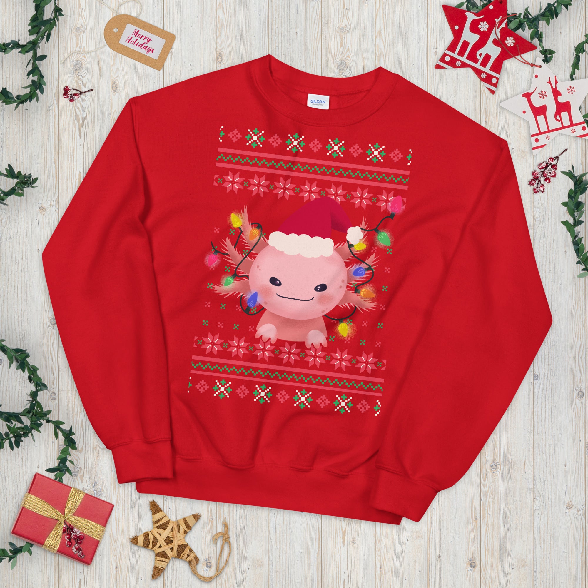 Axolotl Christmas Sweatshirt, Axolotl Ugly Christmas Sweatshirt, Santa Axolotl Sweatshirt, Axolotl Ugly Sweatshirt, Axolotl Xmas Gift - Madeinsea©