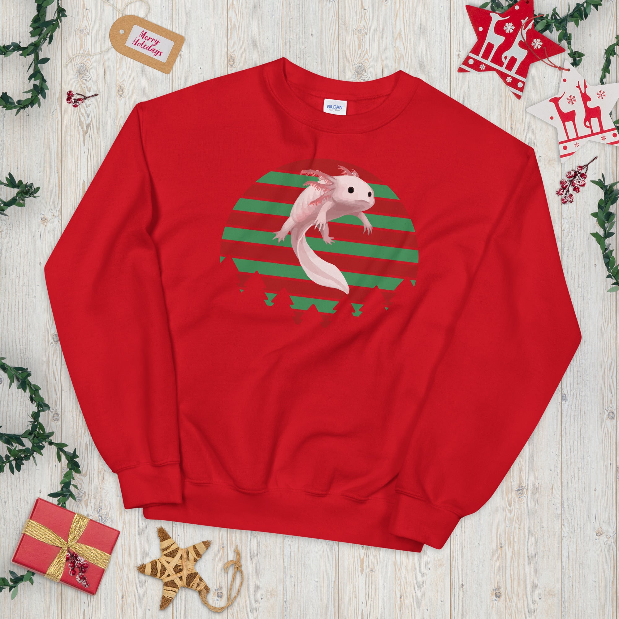 Axolotl Christmas Sweatshirt, Axolotl Ugly Christmas Sweatshirt, Santa Axolotl Sweatshirt, Axolotl Ugly Sweatshirt, Axolotl Xmas Gift - Madeinsea©