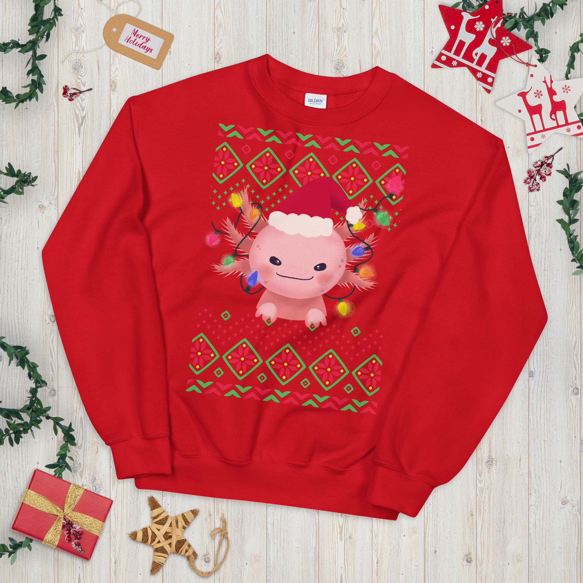 Axolotl Christmas Sweatshirt, Axolotl Ugly Christmas Sweatshirt, Santa Axolotl Sweatshirt, Axolotl Ugly Sweatshirt, Axolotl Xmas Gift - Madeinsea©