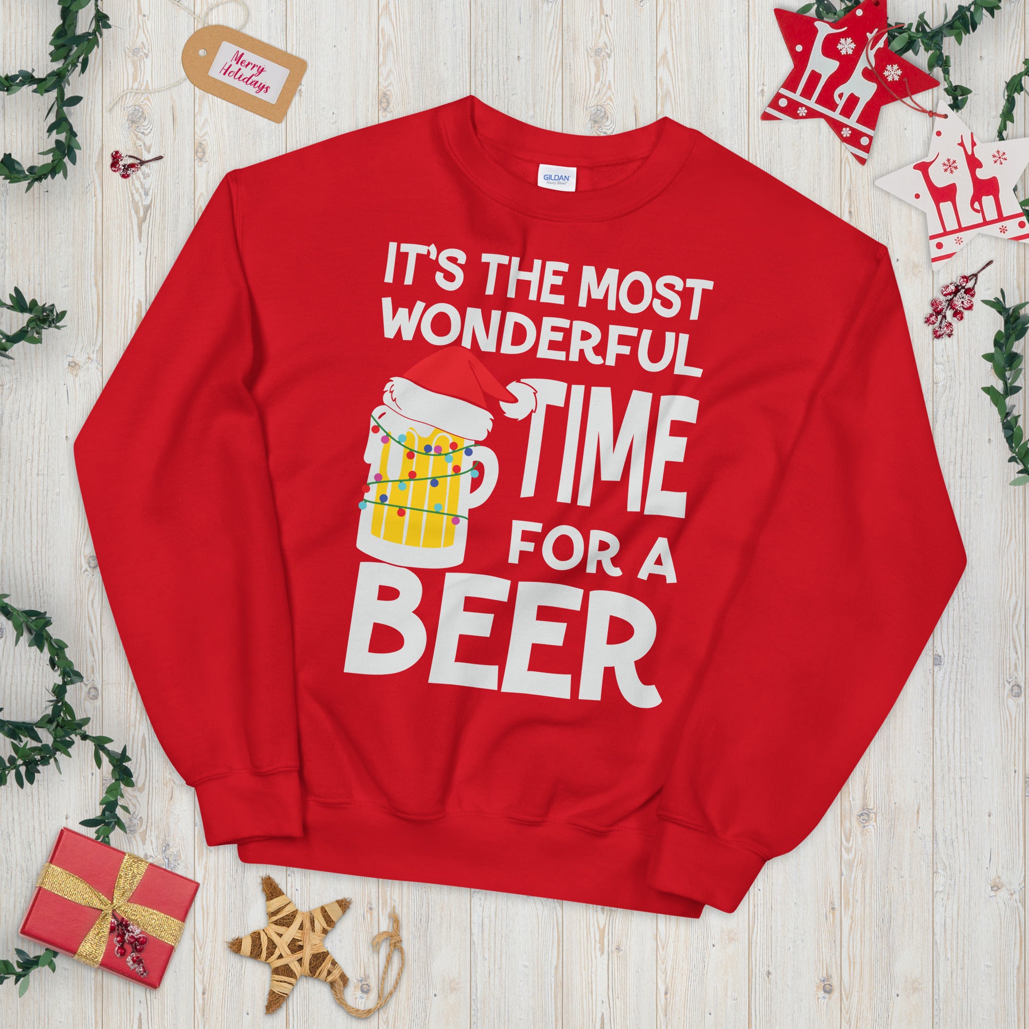 It&#39;s the Most Wonderful Time For a Beer, Funny Beer Sweatshirt, Ugly Christmas Sweater, Husband Christmas Shirt, Christmas Beer Sweater - Madeinsea©