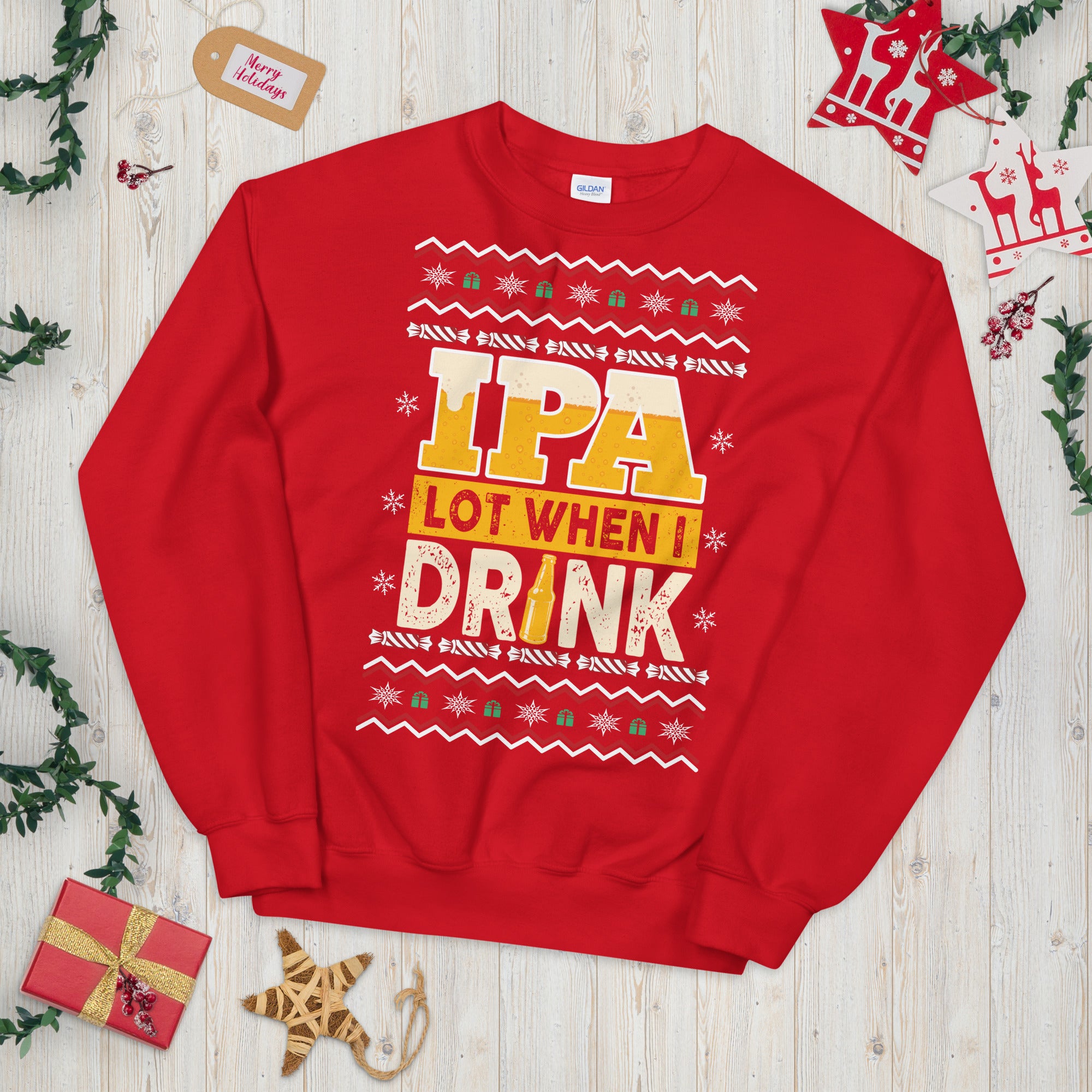 Funny Ugly Christmas Sweater For Men IPA Beer Lover Xmas Gift Craft Beer Shirt Home Brewer Sweatshirt Christmas Beer Shirt IPA Beer Sweater - Madeinsea©