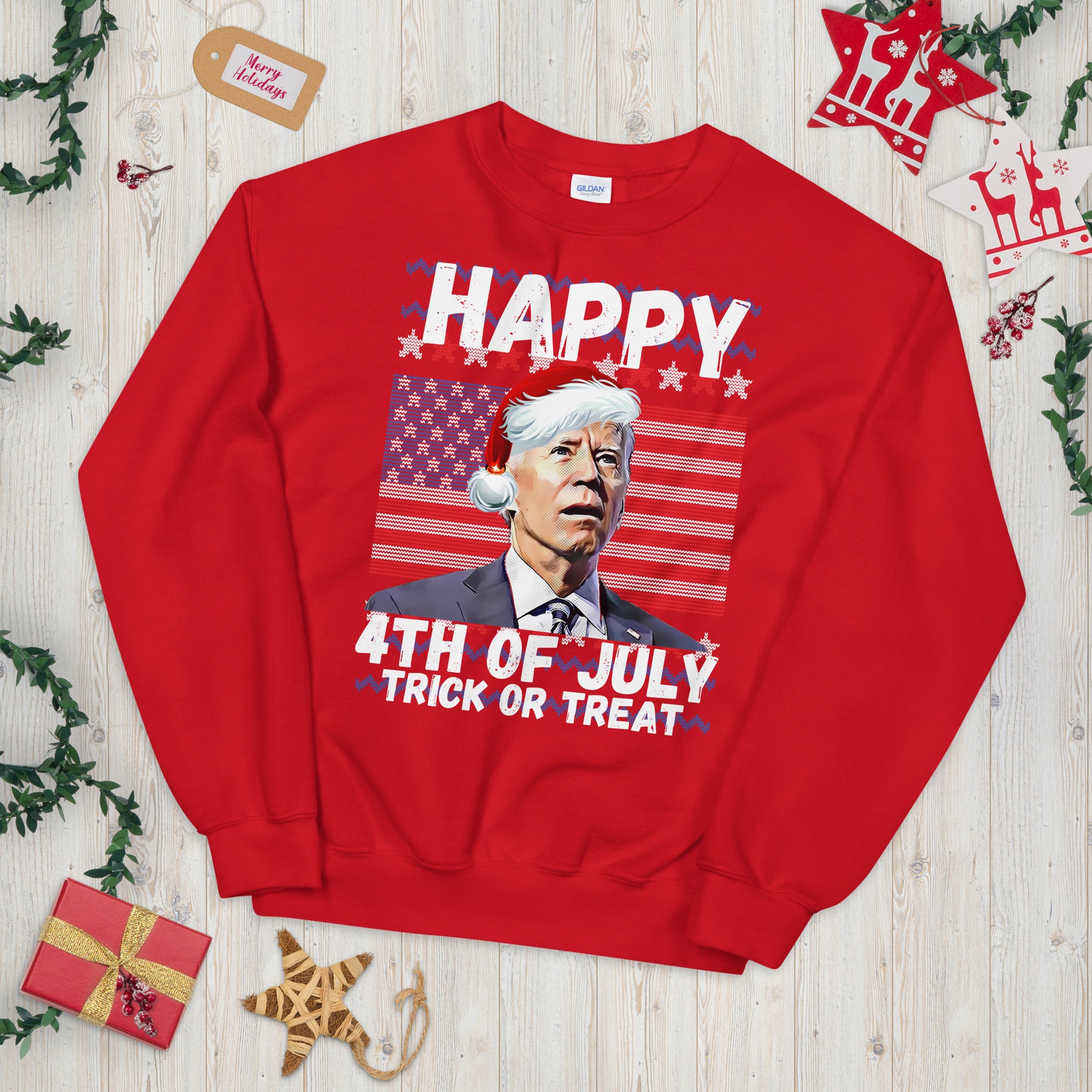 Santa Joe Biden Happy 4th of July Ugly Christmas Sweater, Funny Christmas Anti Biden Sweatshirt, Confused Biden Shirt, Funny Christmas Gift - Madeinsea©