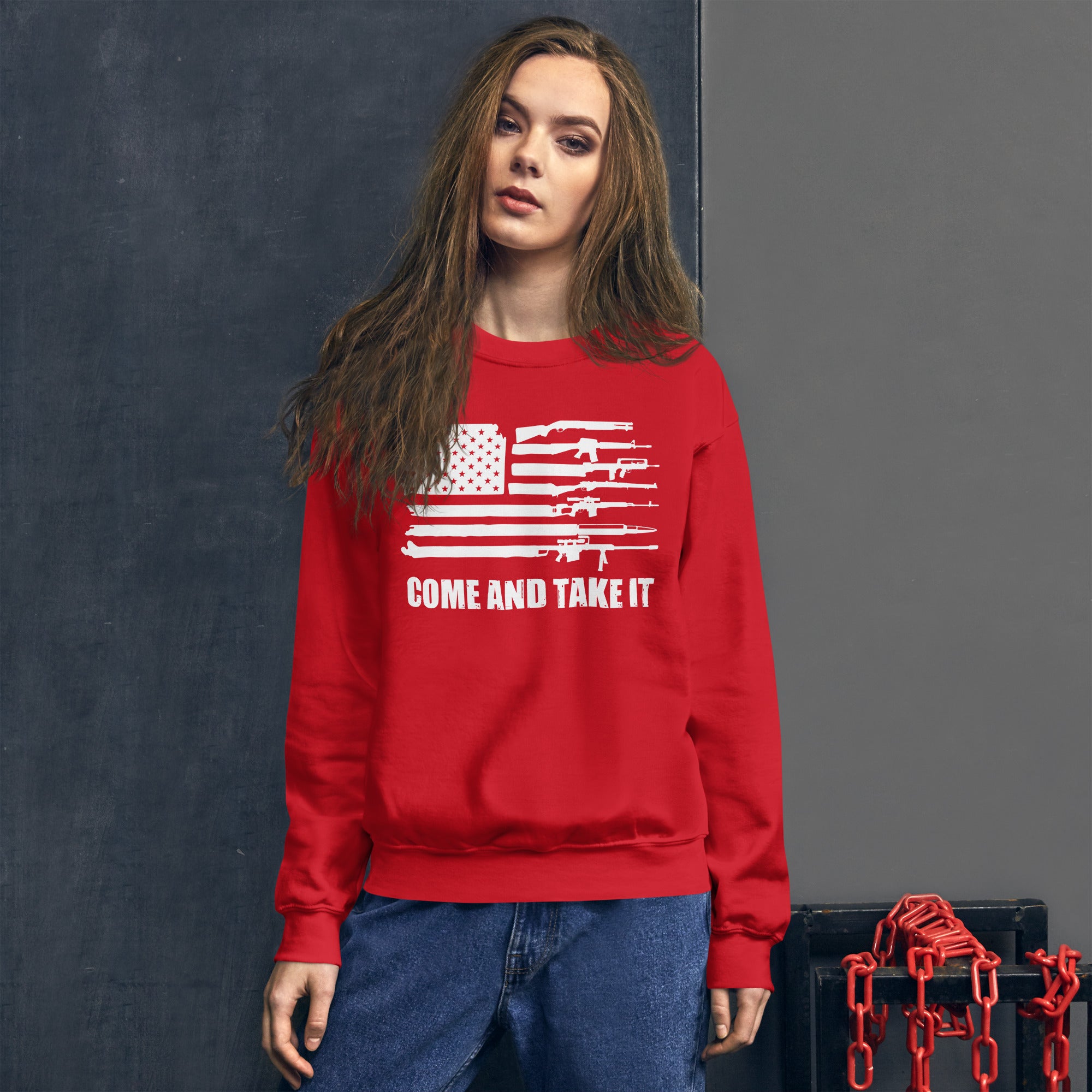 USA Gun Flag Sweater, Come and Take It Sweatshirt, Patriotic Women Shirt, 2nd Amendment Sweatshirt, Pro Guns Shirt, American Patriot Gifts - Madeinsea©