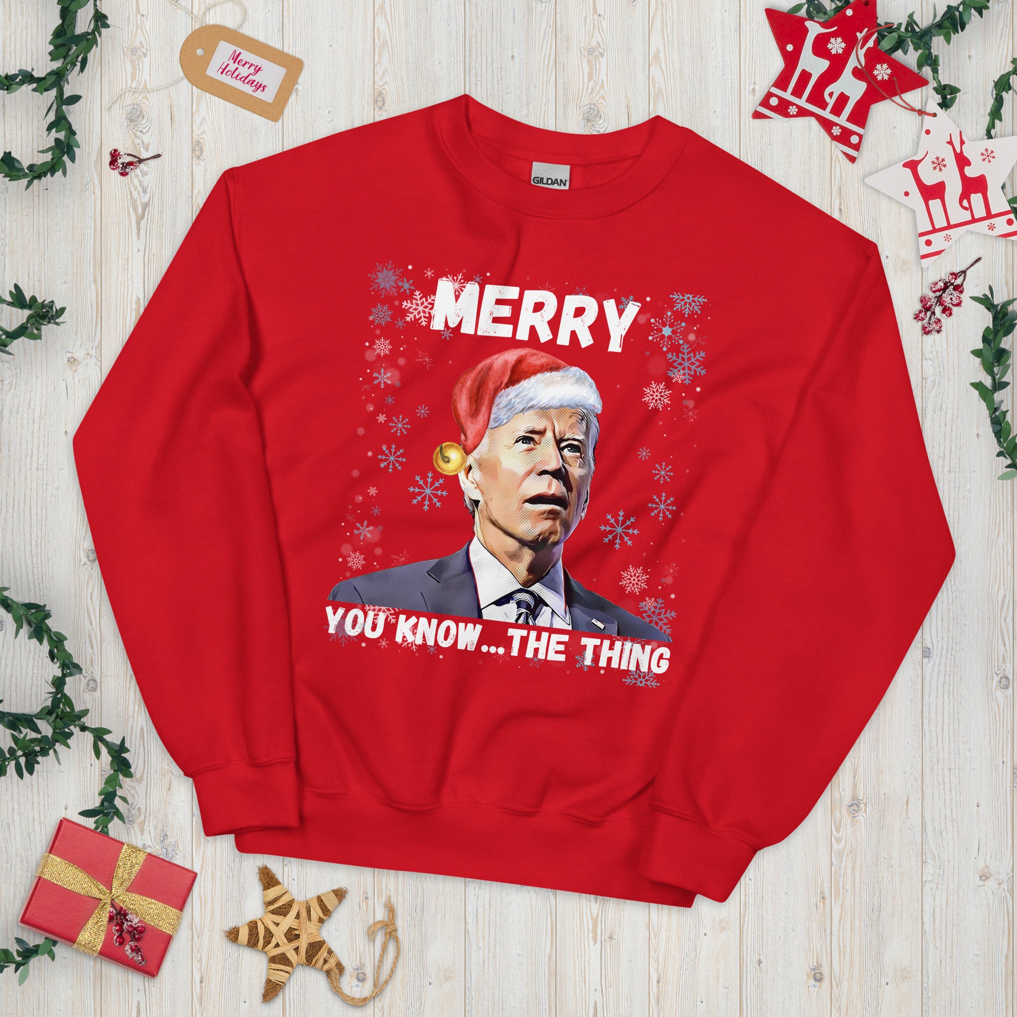 Merry You Know The Thing, Christmas Biden Sweatshirt, Funny Confused Biden Xmas Shirt, Santa Joe Biden Sweater Republican Gift, FJB Crewneck - Madeinsea©