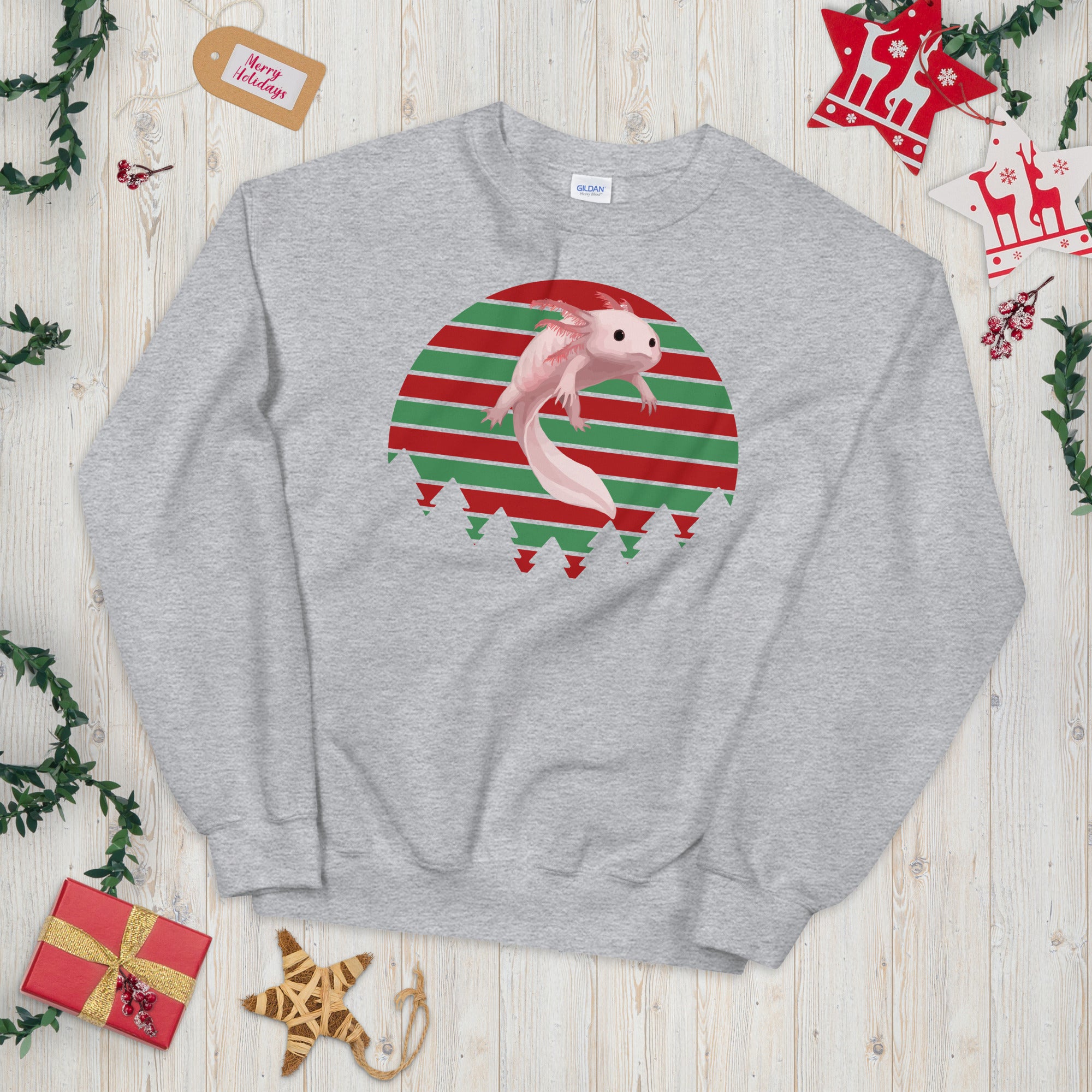 Axolotl Christmas Sweatshirt, Axolotl Ugly Christmas Sweatshirt, Santa Axolotl Sweatshirt, Axolotl Ugly Sweatshirt, Axolotl Xmas Gift - Madeinsea©