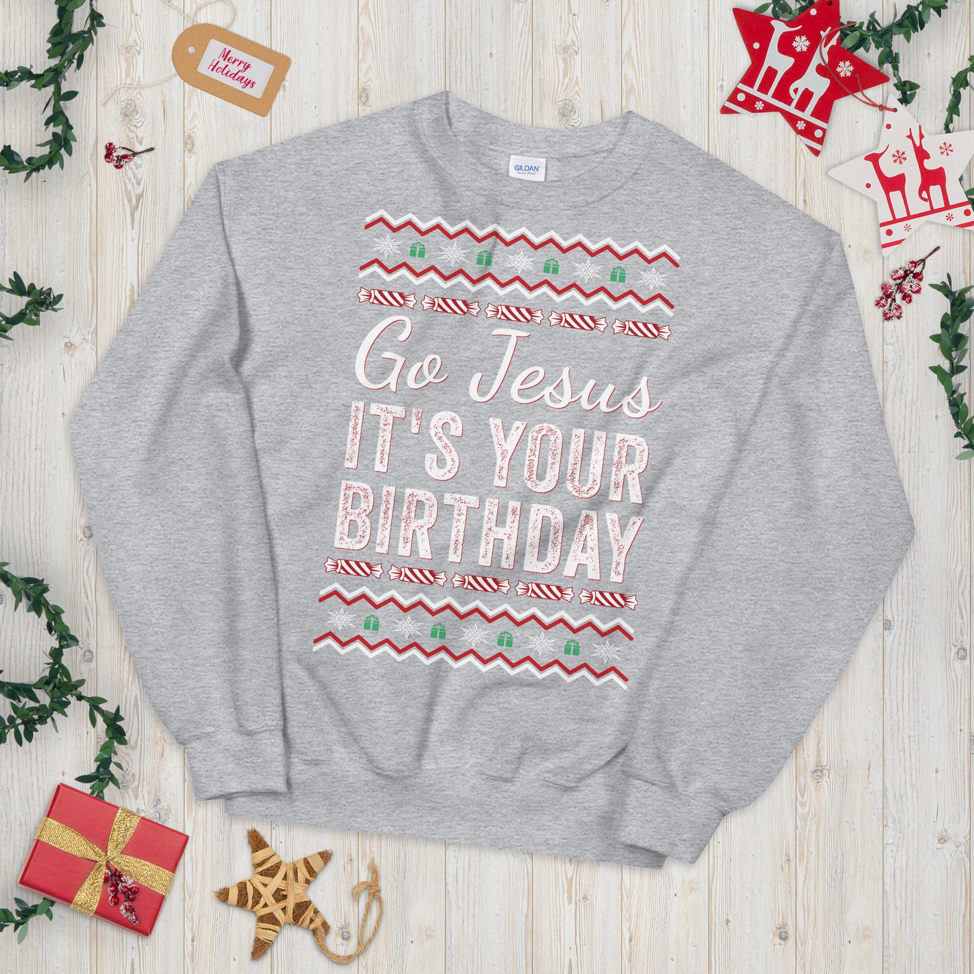 Go Jesus Es tu sudadera navideña de cumpleaños, Go Jesus sudadera, suéter de cumpleaños de Jesús, sudadera navideña, suéter feo de Navidad