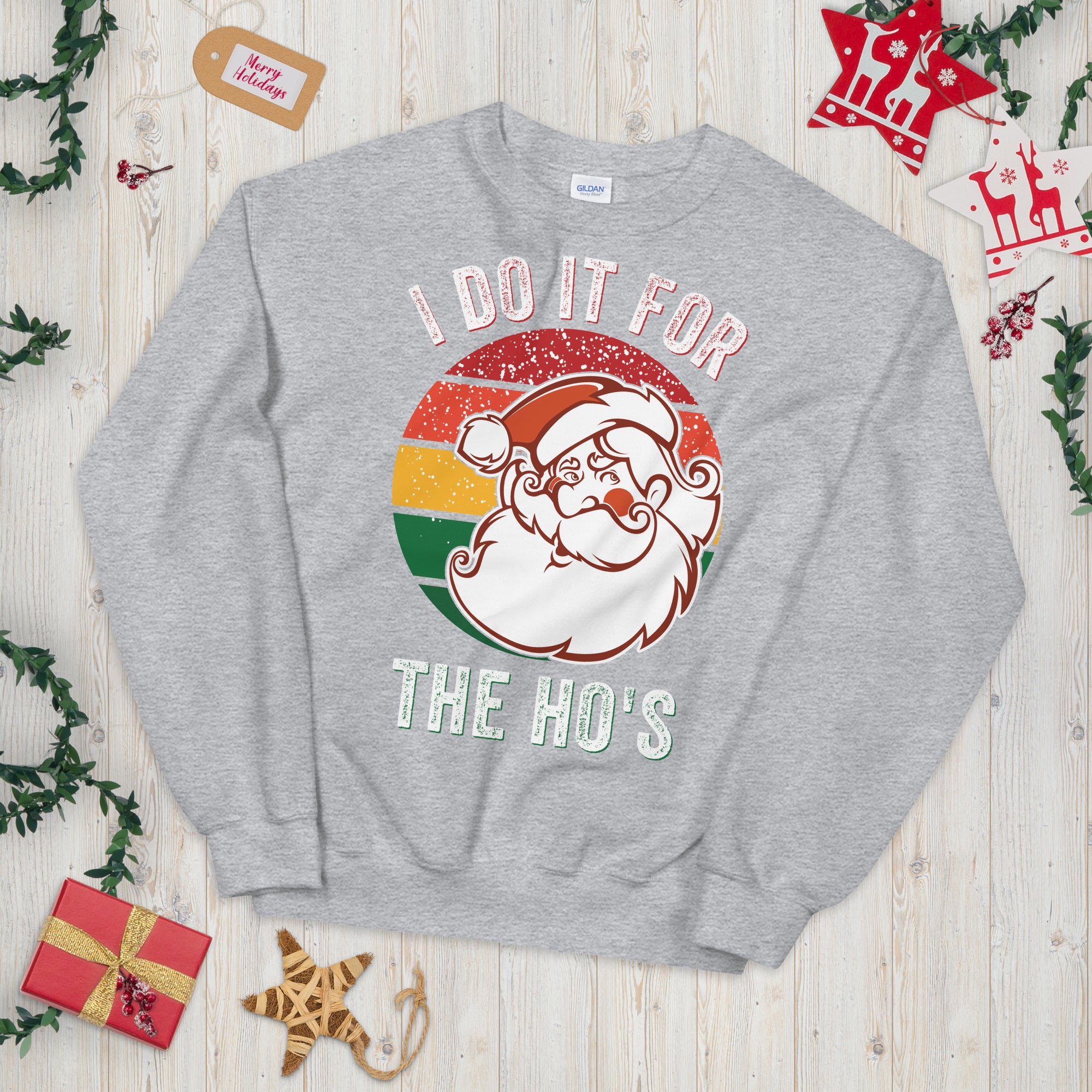 I Do It For The Hos Sweatshirt, Rude Christmas Sweater, Santa Face Shirt, Santa Face Sweatshirt, Rude Xmas Sweatshirt, Offensive Xmas Gifts - Madeinsea©