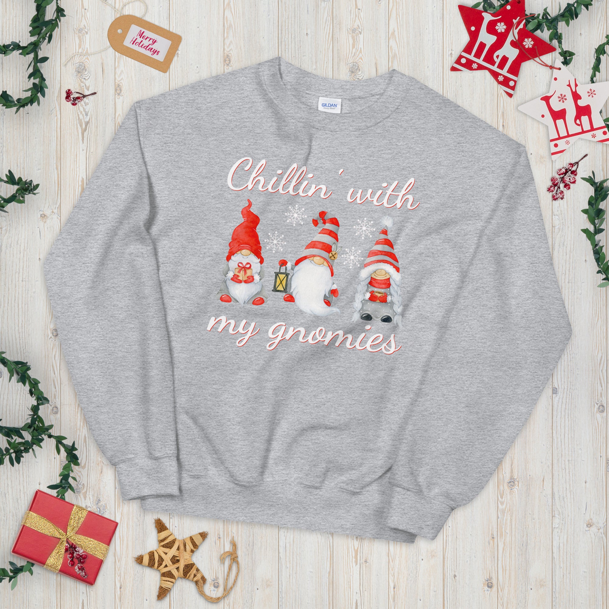 Chillin With My Gnomies Sweatshirt, Funny Chilling Gnomes Sweatshirt, Gnomes Christmas Sweater, Gnome Shirt, Cute Gnome Sweater, Cute Gnomes - Madeinsea©