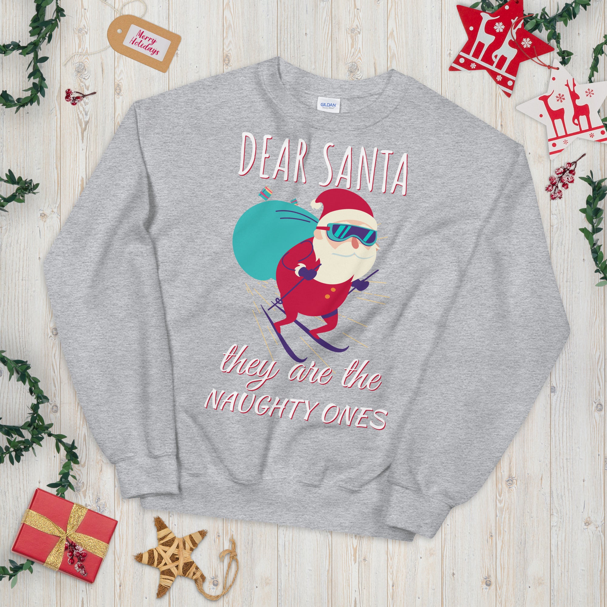 Dear Santa They&#39;re The Naughty Ones Sweatshirt, Funny Christmas Sweater, Funny Santa Sweater, Naughty Christmas, Christmas Family Outfits