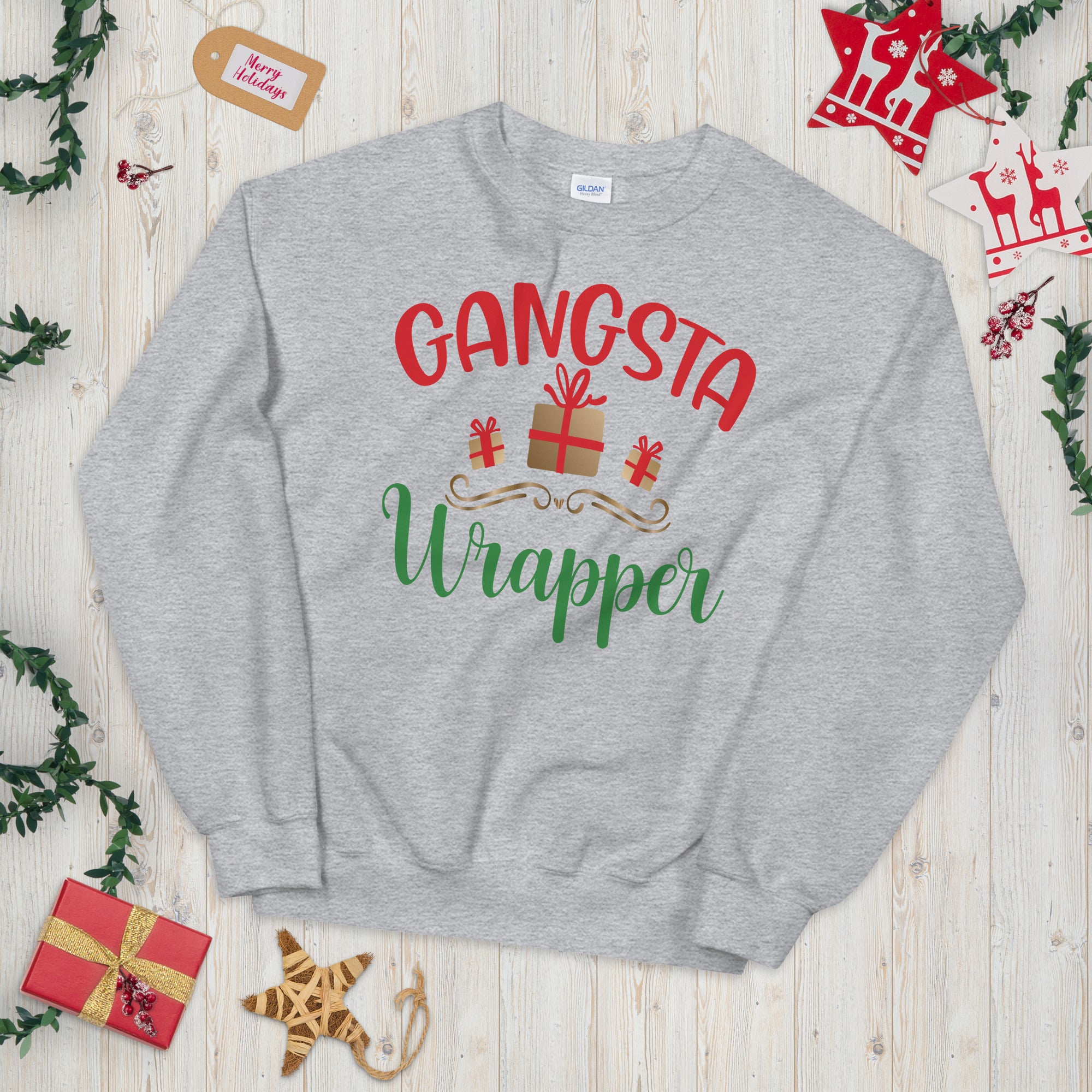 Gangsta Wrapper Sweatshirt, Christmas Gift, Cute Christmas Sweater, Christmas Sweatshirt, Xmas Ugly Sweater, Mom Christmas Sweatshirt - Madeinsea©