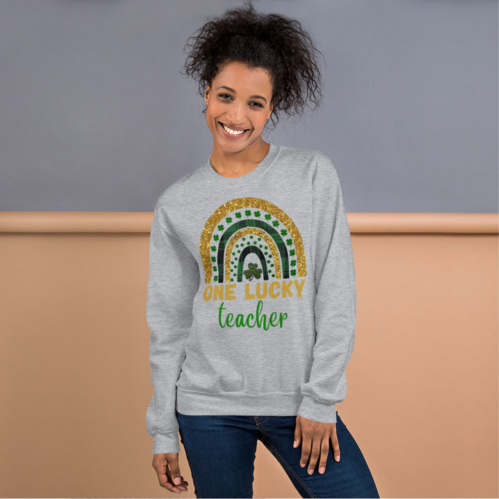 One Lucky Teacher Rainbow Sweater, St Patricks Day Teacher shirt, Irish Teacher shirt, Lucky Shamrock Teacher Sweatshirt, Teacher Gifts - Madeinsea©