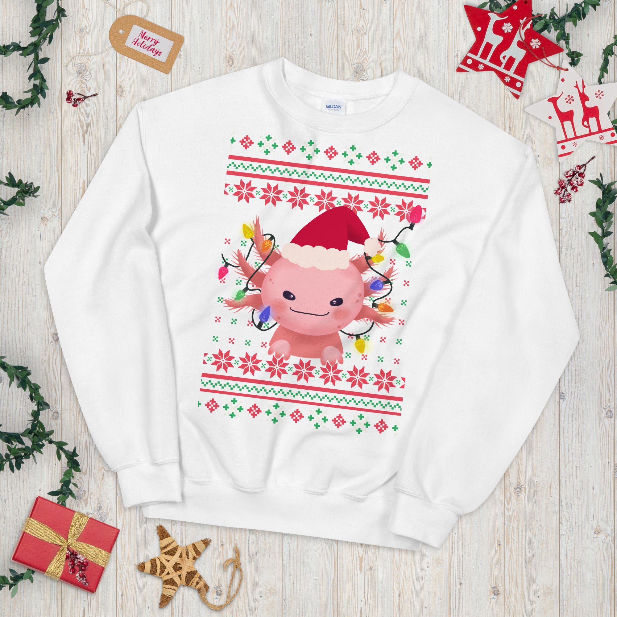 Axolotl Christmas Sweatshirt, Axolotl Ugly Christmas Sweatshirt, Santa Axolotl Sweatshirt, Axolotl Ugly Sweatshirt, Axolotl Xmas Gift - Madeinsea©