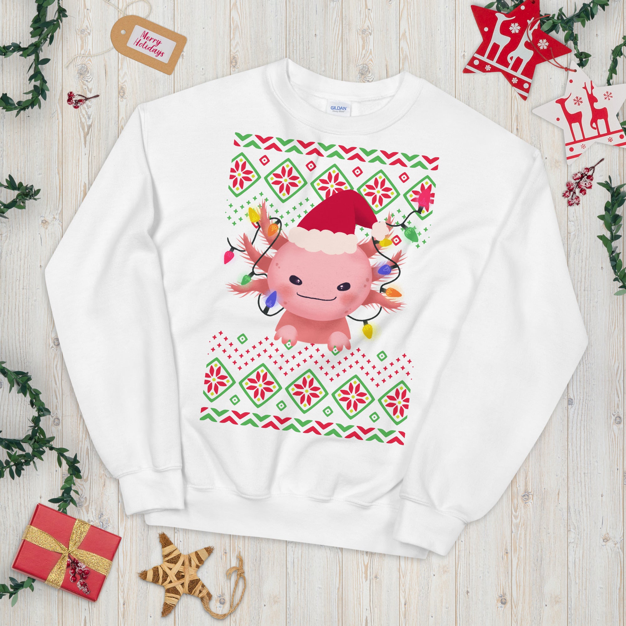 Axolotl Christmas Sweatshirt, Axolotl Ugly Christmas Sweatshirt, Santa Axolotl Sweatshirt, Axolotl Ugly Sweatshirt, Axolotl Xmas Gift - Madeinsea©