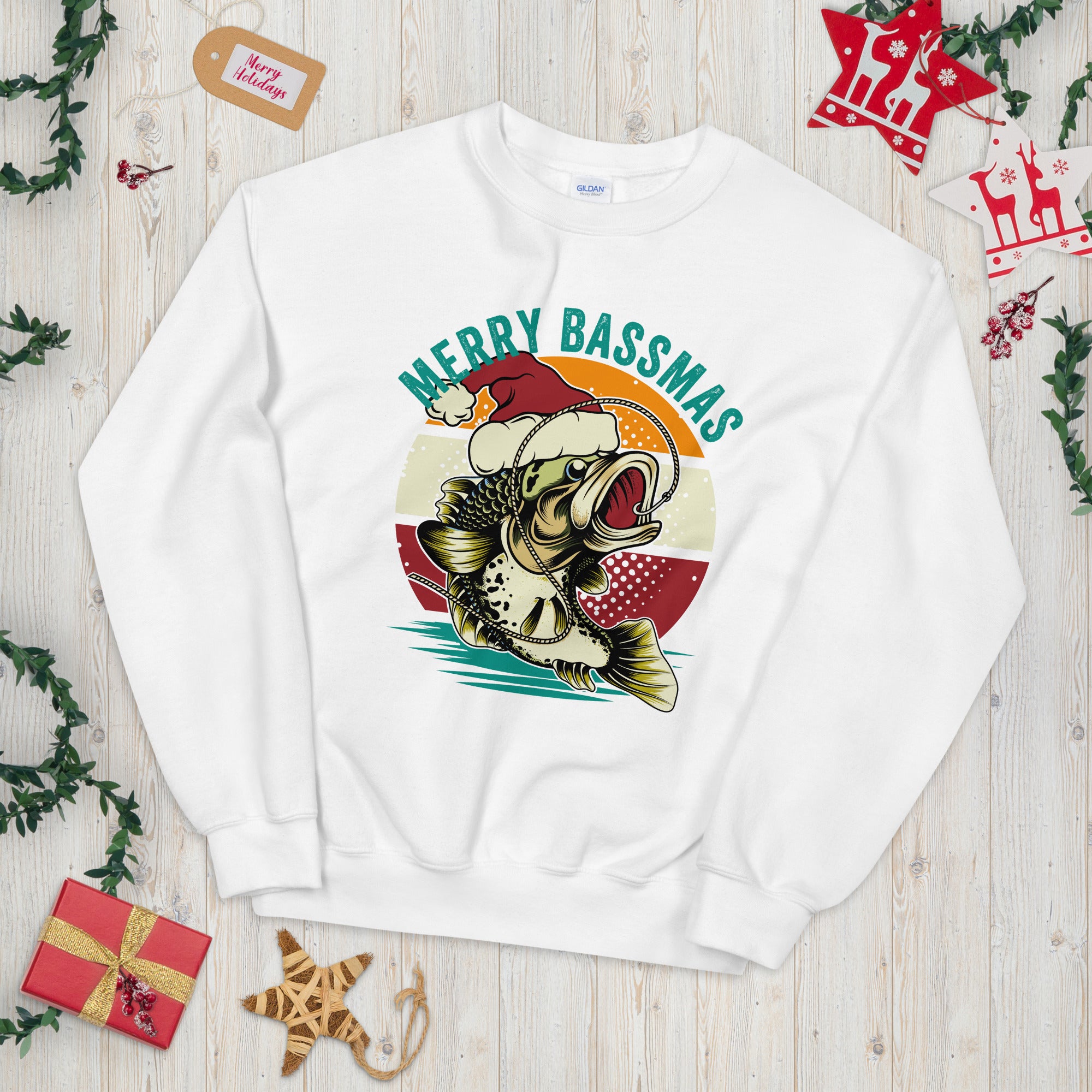 Bass Fishing Sweatshirt, Christmas Bass Fishing Shirt, Xmas Fishing Gift, Funny Fishing Sweater, Christmas Fishing Gifts, Fisherman Gift Tee - Madeinsea©