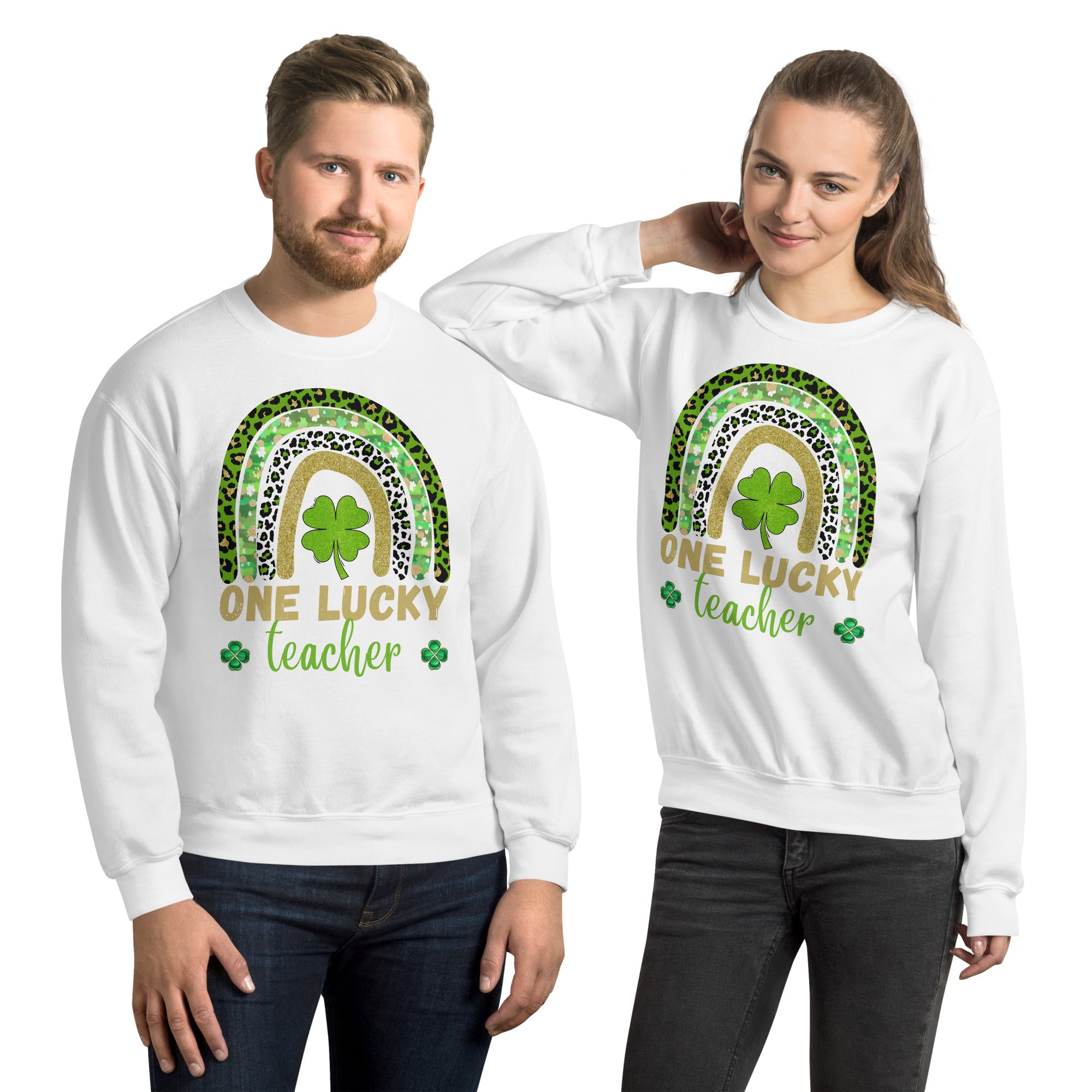 One Lucky Teacher Rainbow Sweatshirt, St Patricks Day Teacher shirt, Irish Teacher shirt, Green Shamrock Teacher Shirt, St Pattys Gifts - Madeinsea©