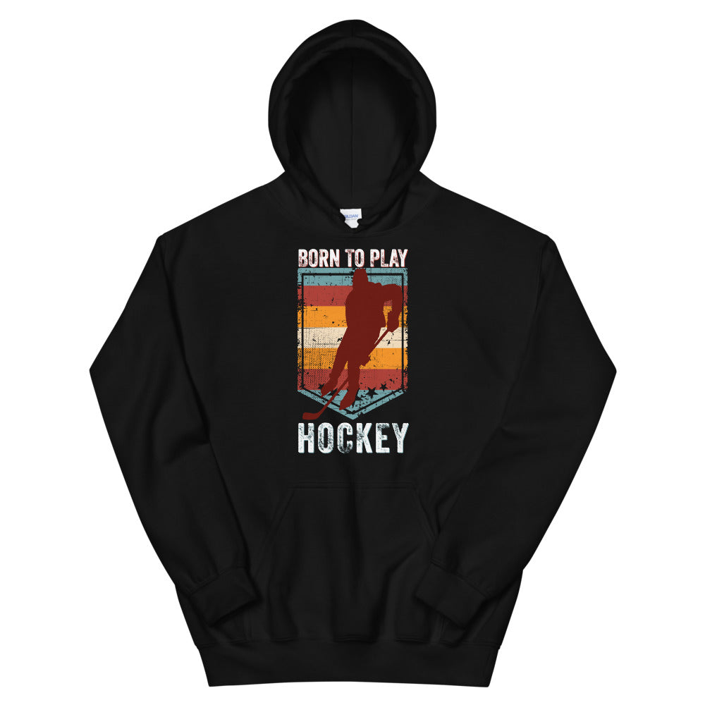 Sudadera con capucha divertida de hockey sobre hielo, sudadera con capucha unisex de hockey sobre hielo, sudadera con capucha nacida para jugar al hockey, sudadera con capucha retro vintage de hockey sobre hielo, regalo de jugador de hockey sobre hielo