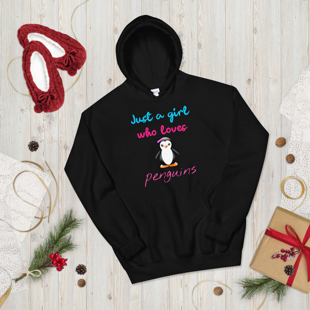 Sudadera con capucha de pingüino, regalo de pingüino, sudadera con capucha Just A Girl Who Loves Penguins, regalo del acuario del zoológico, sudadera con capucha amante de los pingüinos, sudadera con capucha de pingüino para mujer