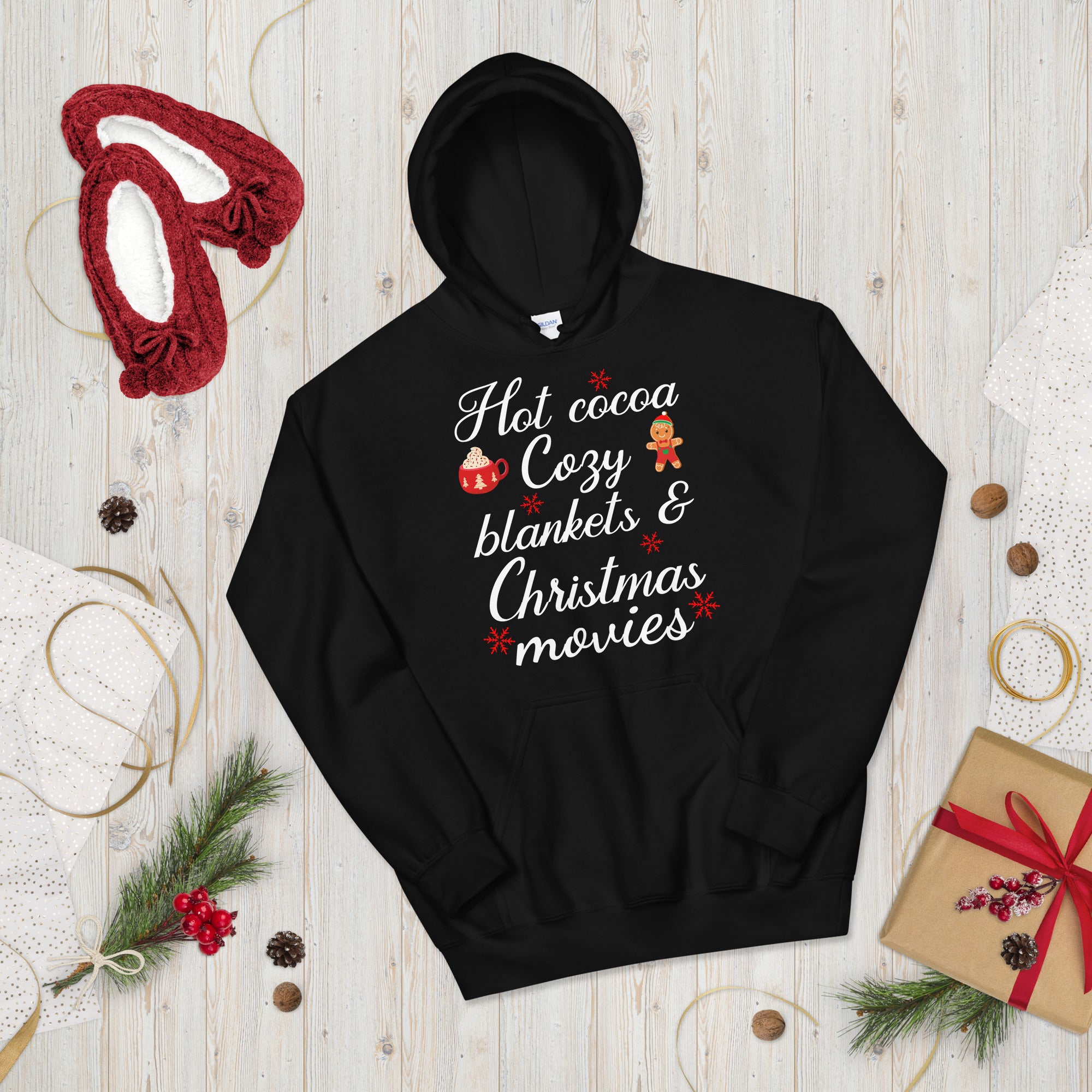 Christmas Hoodie, Hot Cocoa Cozy Blankets Christmas Movies, Winter Hoodie, Holiday Hoodie, Cocoa Hoodie, Xmas Cozy Hoodie, Merry Christmas - Madeinsea©