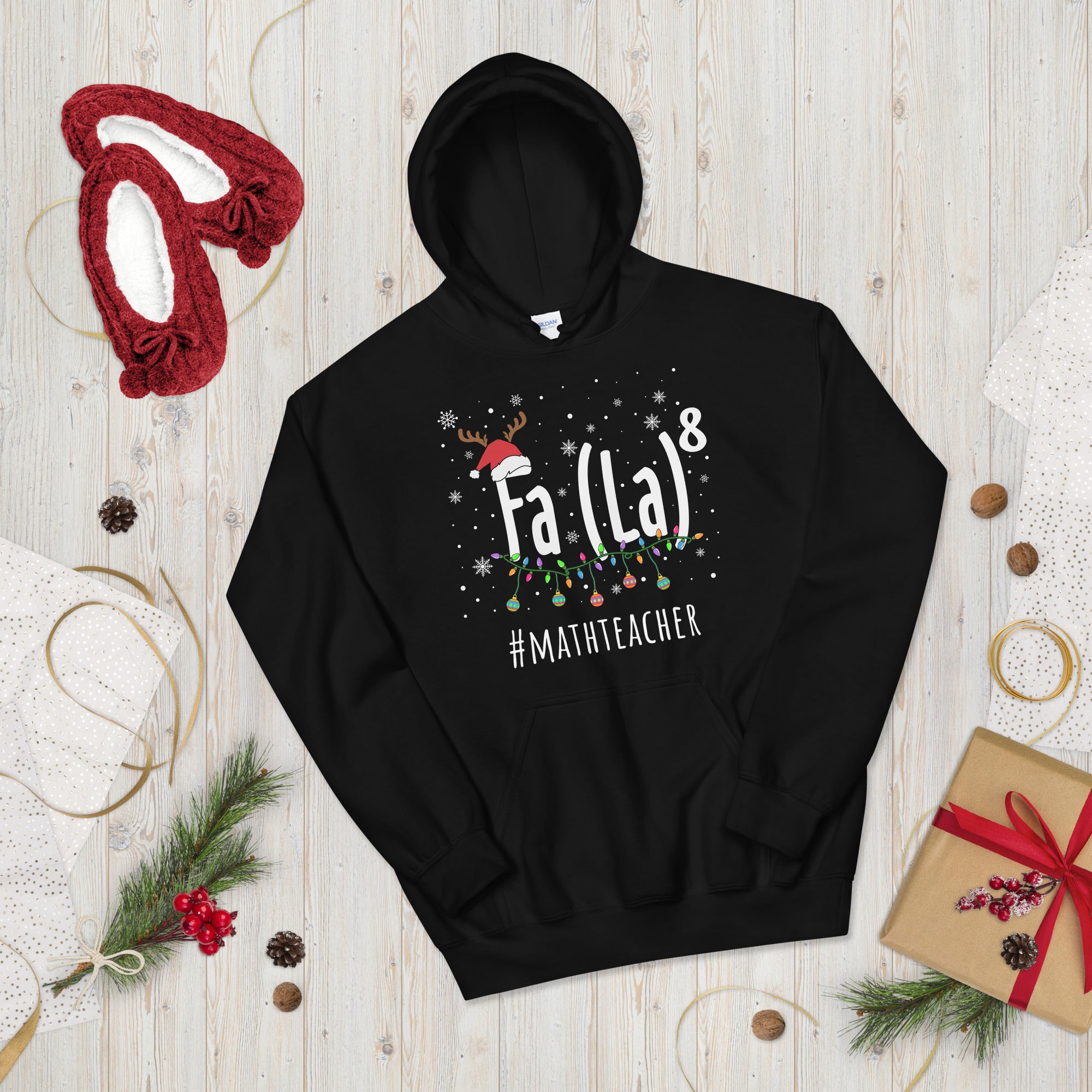 Math Teacher Christmas Hoodie, Fa La Funny Math Hoodie, Fa La 8, Christmas Teacher Gift, Xmas Math Teacher Hoodie, Holiday Apparel - Madeinsea©