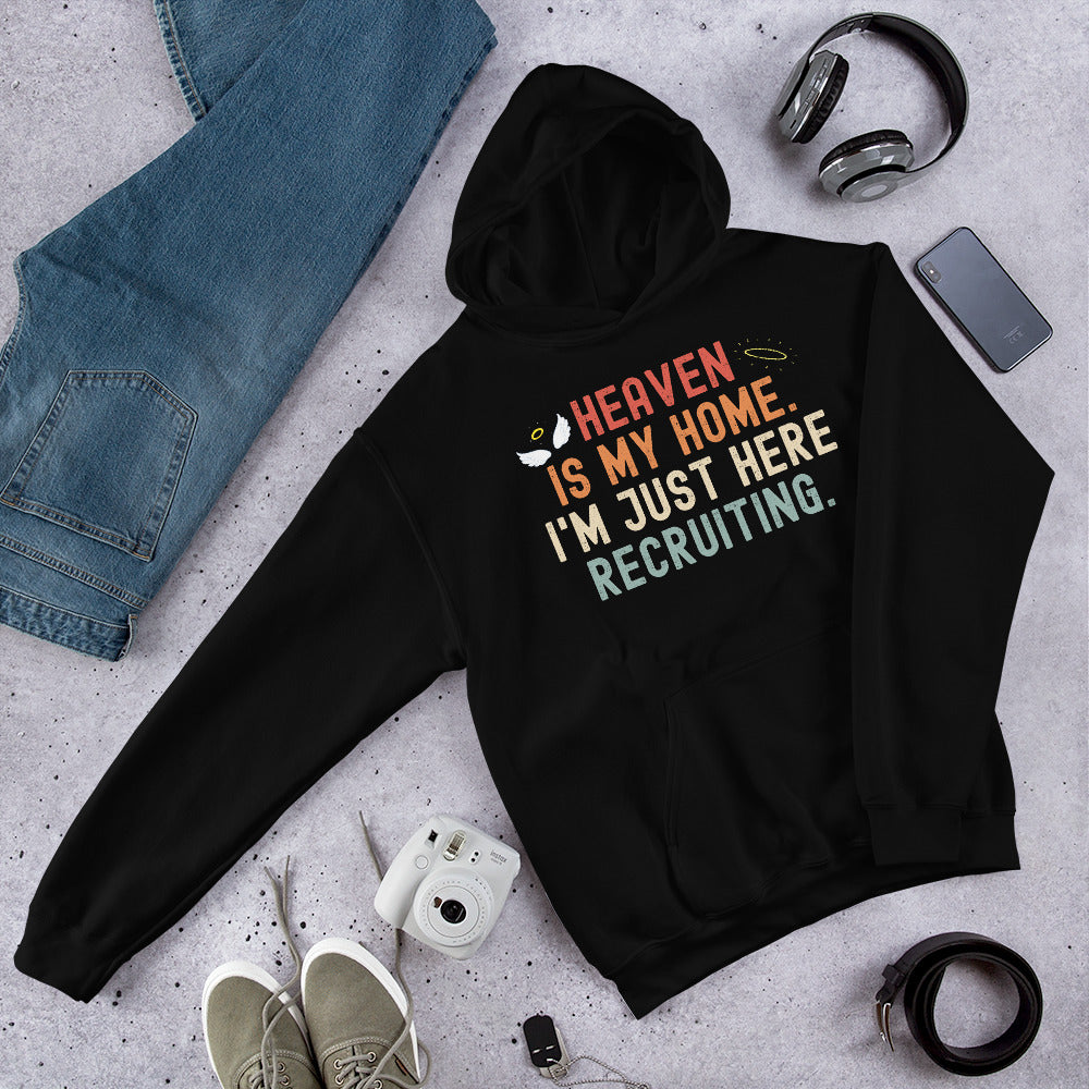 Heaven Is My Home I&#39;m Just Here Recruiting Hoodie, Jesus Christian Hoodie, Priest Gifts, Heaven Shirt, Funny Religious Sweater, Jesus Christ - Madeinsea©